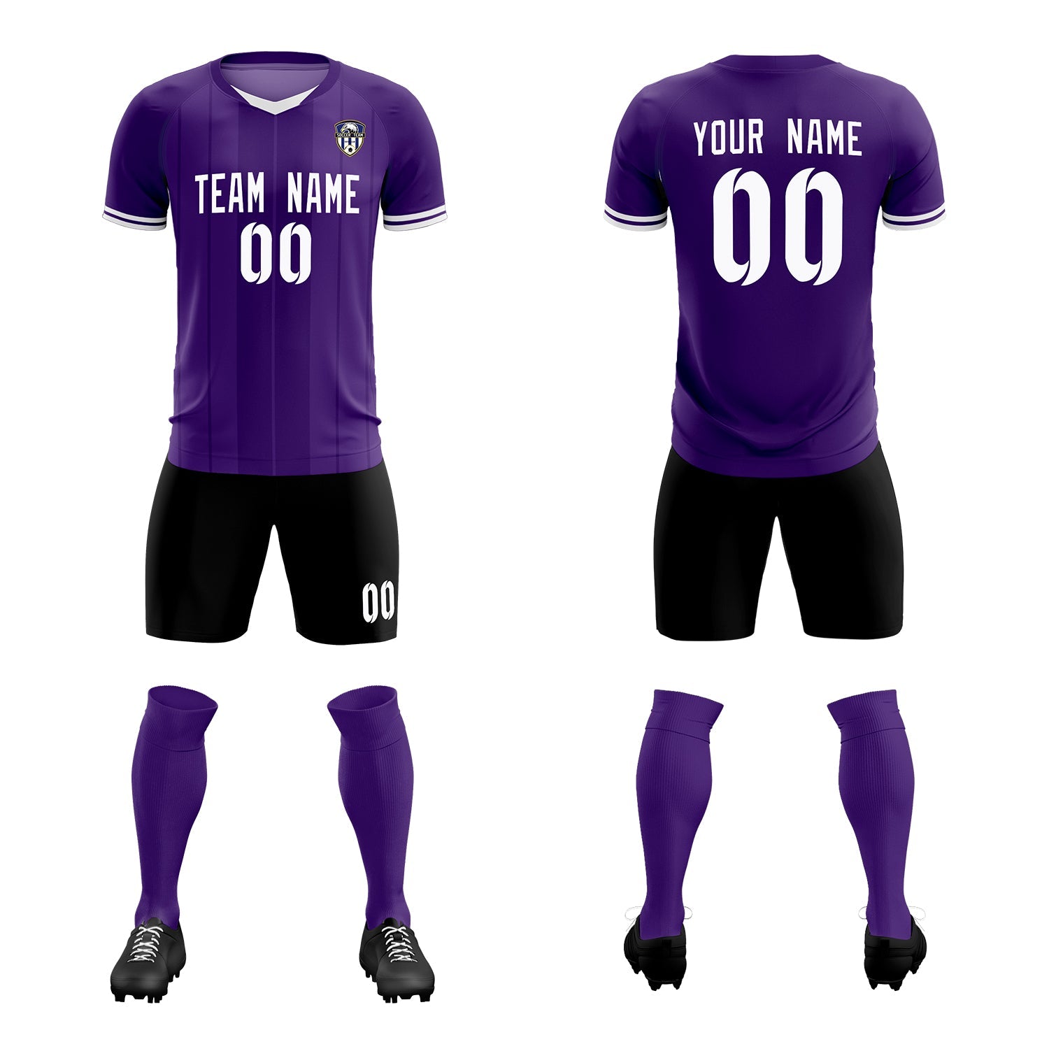 Custom Purple Classic Striped Personalized Soccer Tops/Sets Jersey
