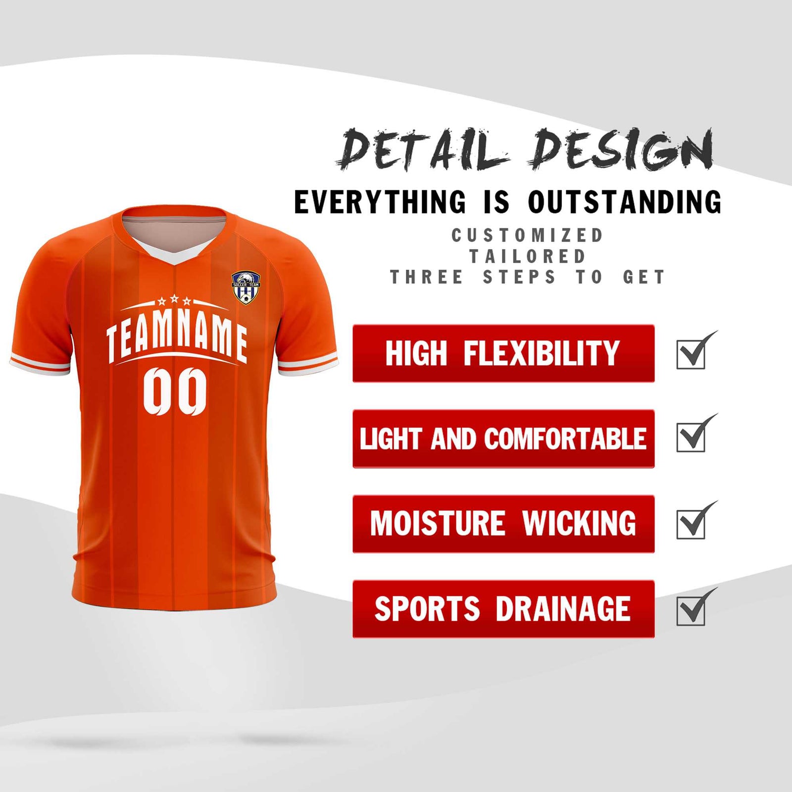 Custom Orange Classic Striped Personalized Soccer Tops/Sets Jersey