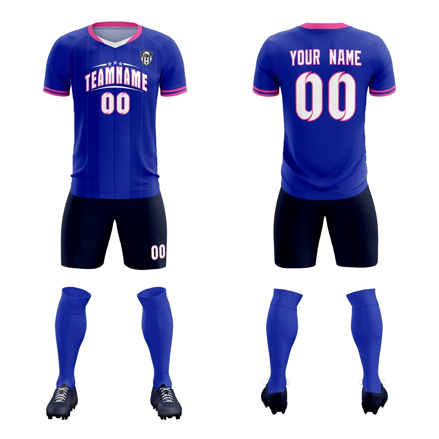 Custom Royal Classic Striped Personalized Soccer Tops/Sets Jersey