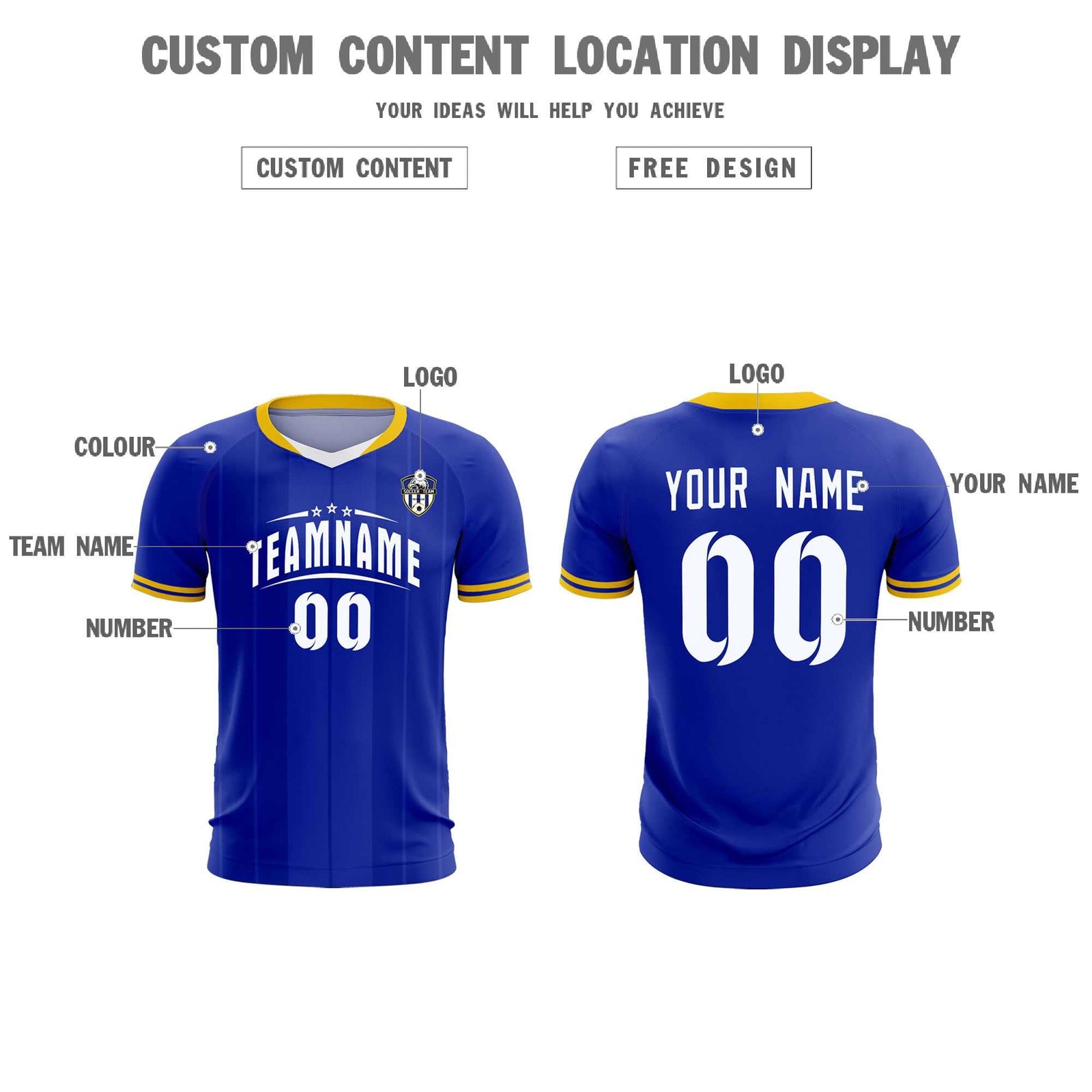Custom Royal Classic Striped Personalized Soccer Tops/Sets Jersey