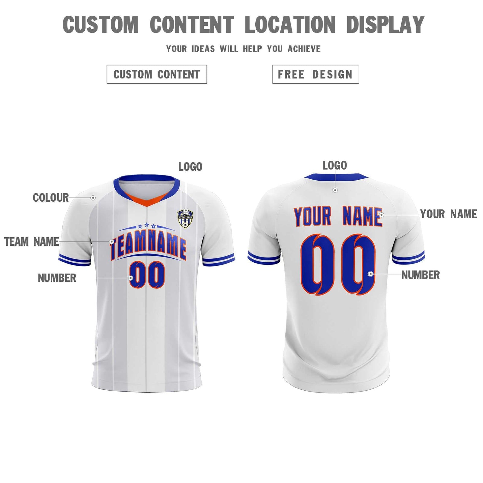 Custom White Classic Striped Personalized Soccer Tops/Sets Jersey