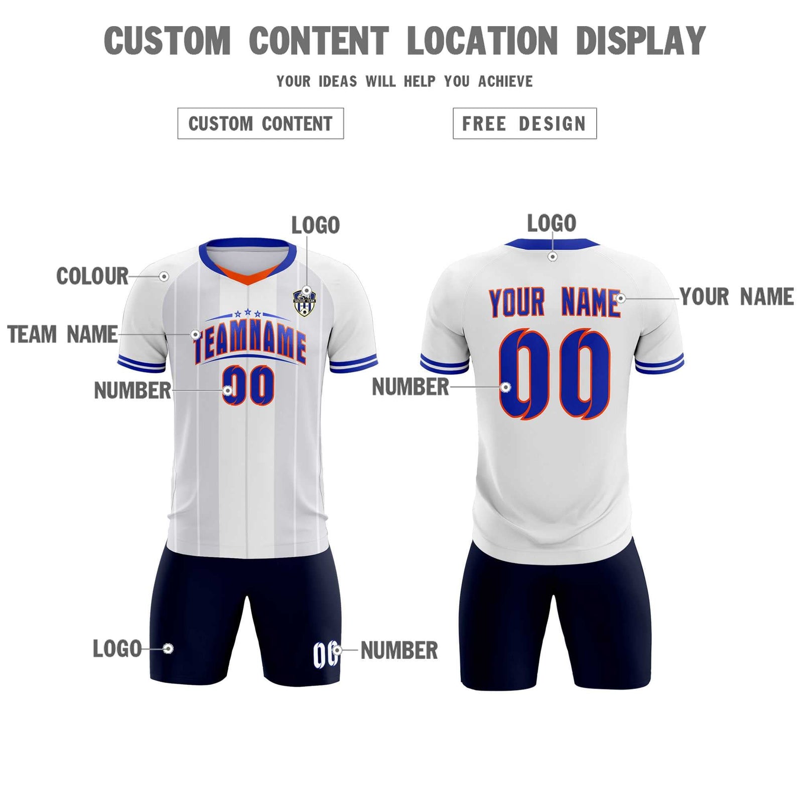 Custom White Classic Striped Personalized Soccer Tops/Sets Jersey