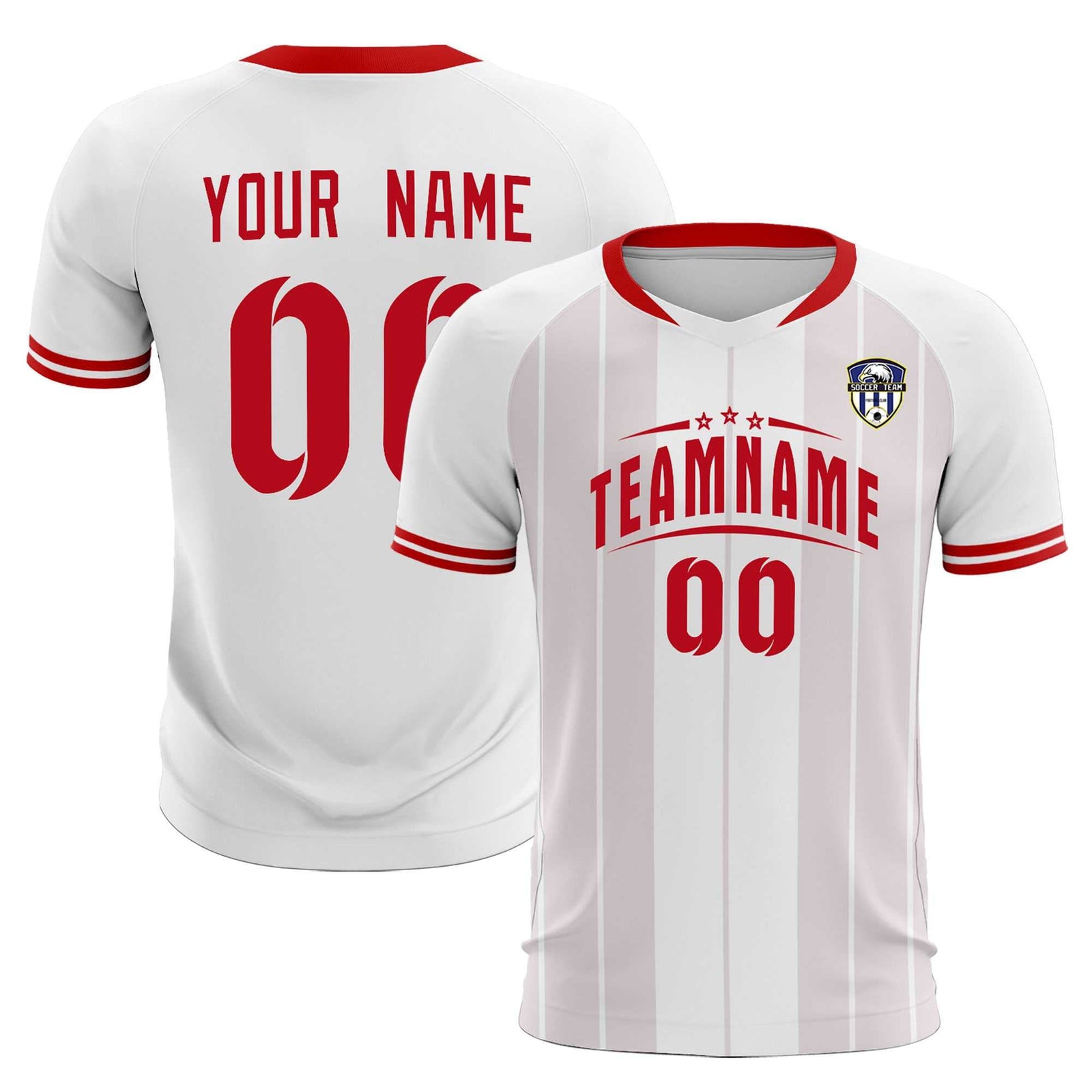 Custom White Classic Striped Personalized Soccer Tops/Sets Jersey