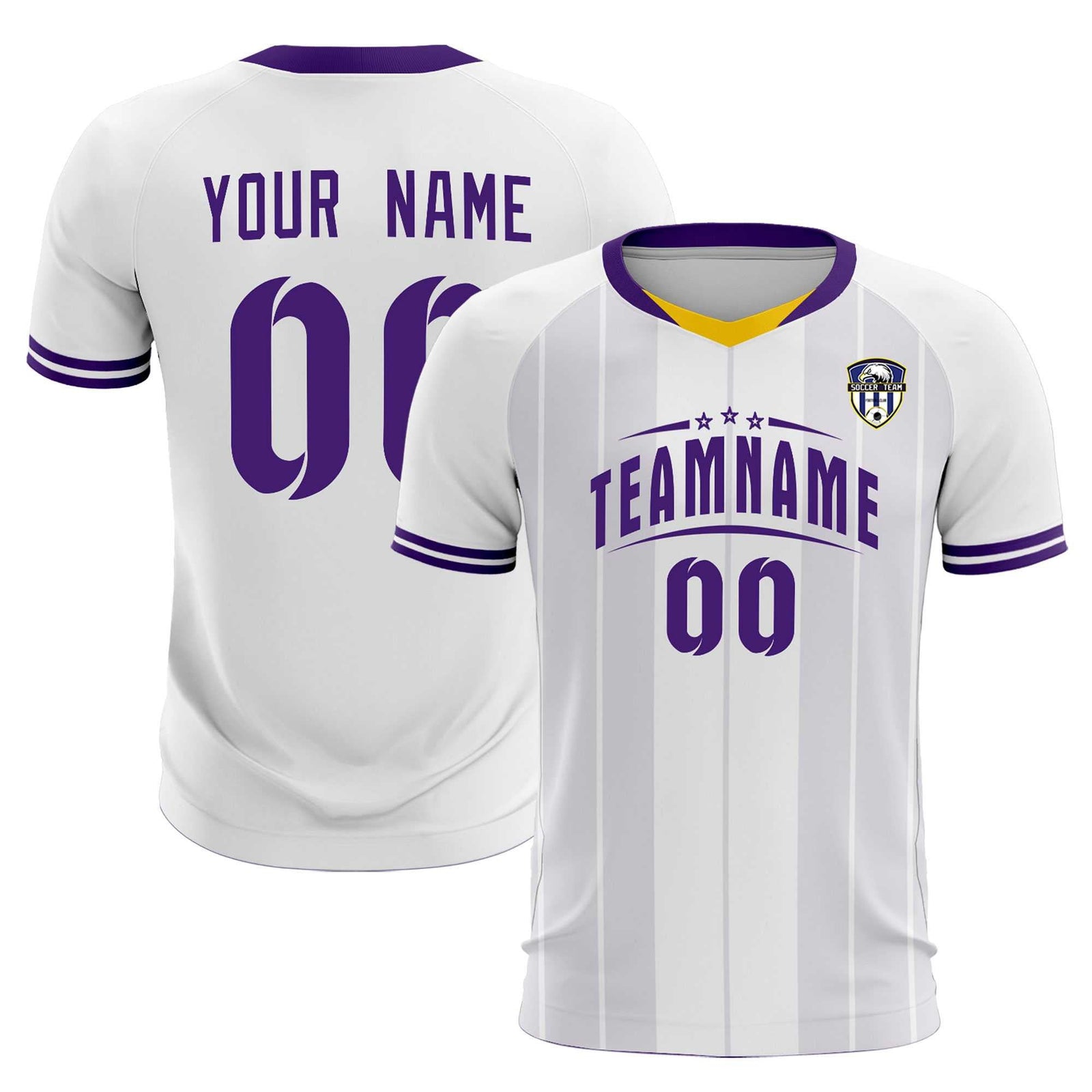 Custom White Classic Striped Personalized Soccer Tops/Sets Jersey