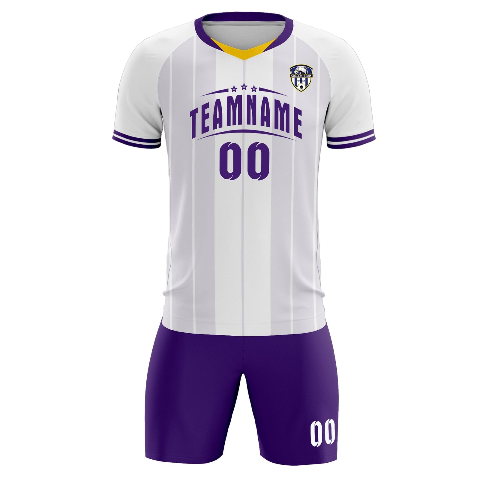 Custom White Classic Striped Personalized Soccer Tops/Sets Jersey