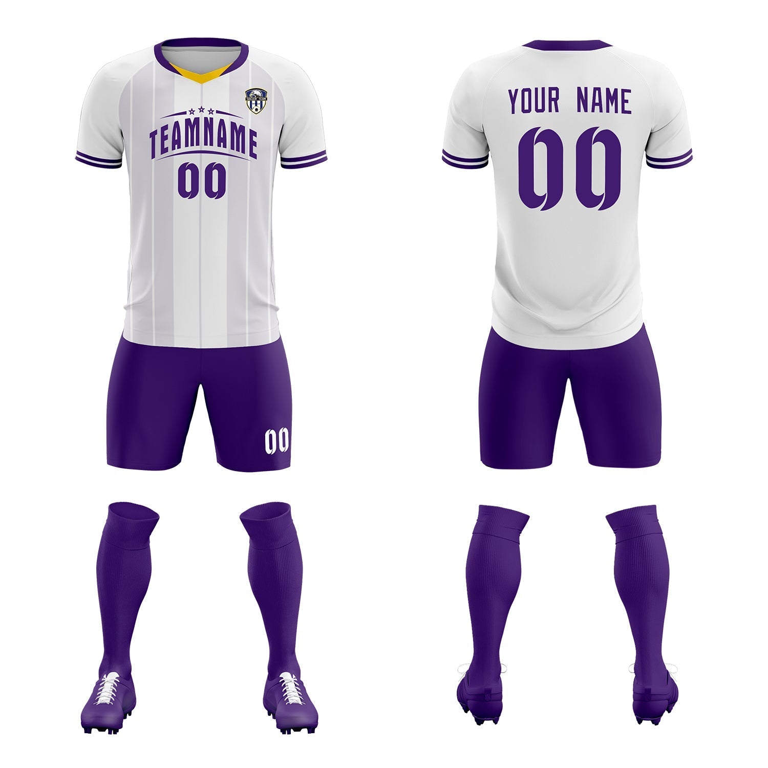 Custom White Classic Striped Personalized Soccer Tops/Sets Jersey