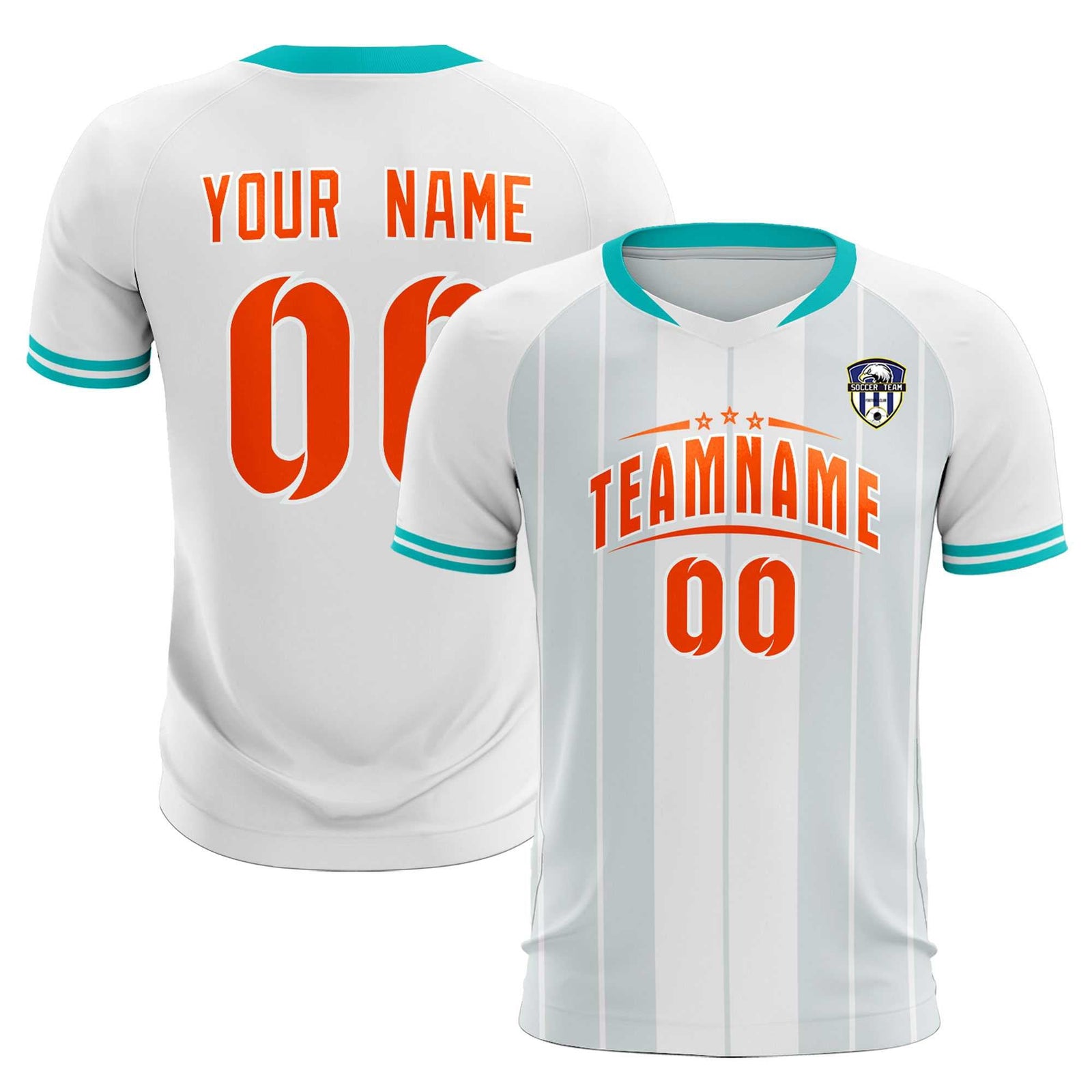 Custom White Classic Striped Personalized Soccer Tops/Sets Jersey