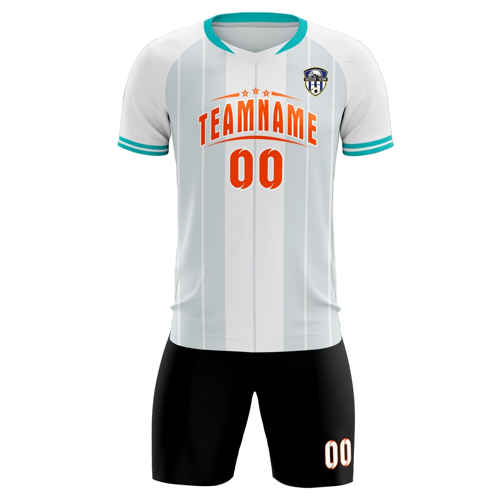 Custom White Classic Striped Personalized Soccer Tops/Sets Jersey