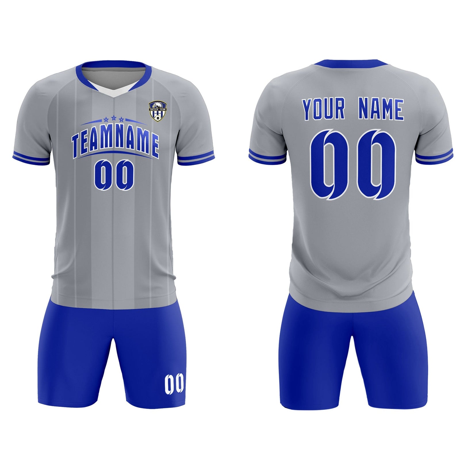 Custom Gray Classic Striped Personalized Soccer Tops/Sets Jersey