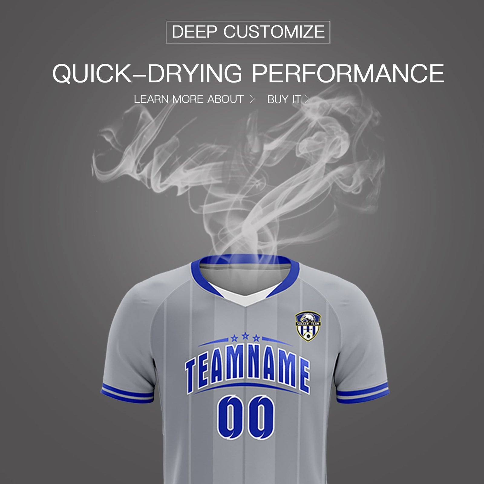 Custom Gray Classic Striped Personalized Soccer Tops/Sets Jersey