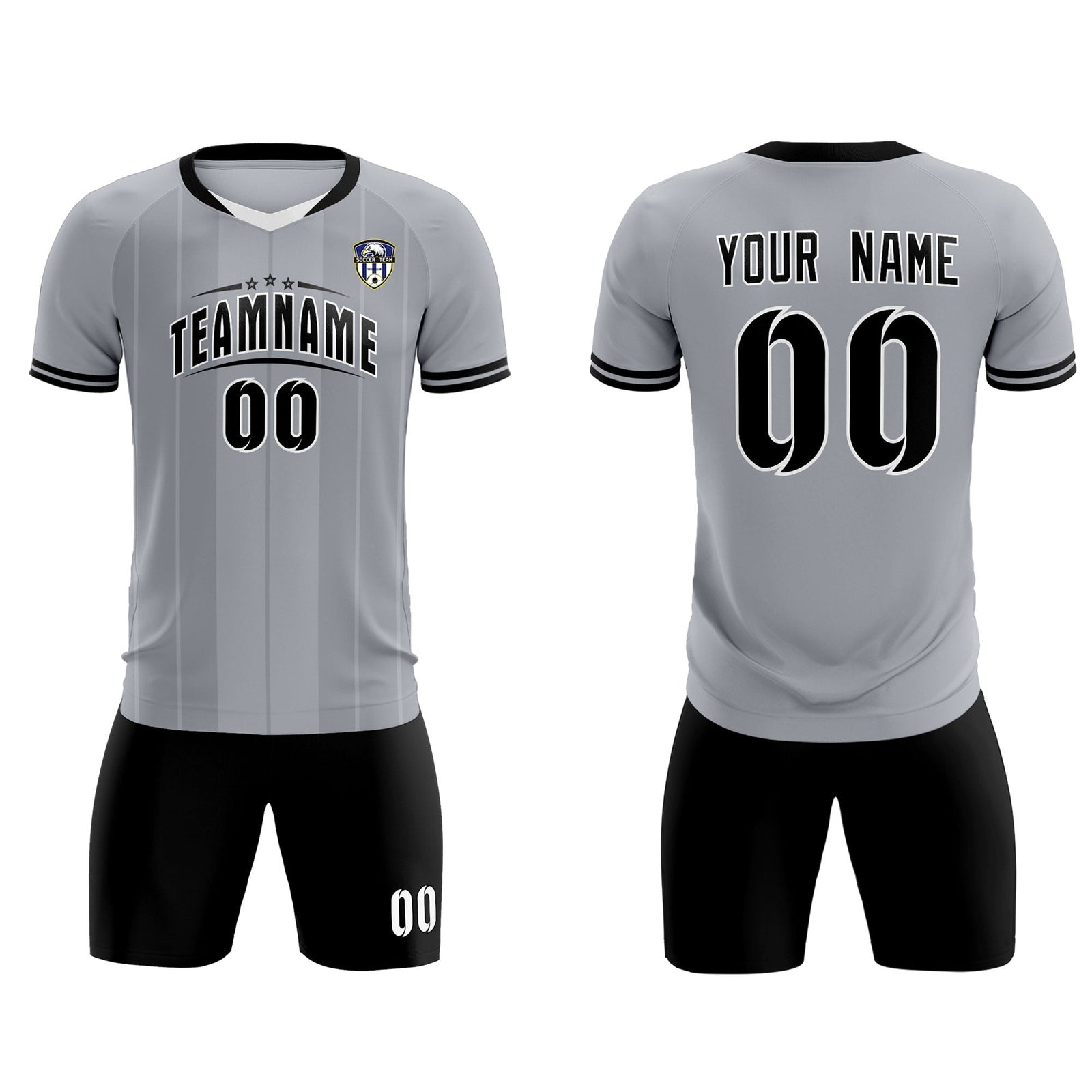Custom Gray Classic Striped Personalized Soccer Tops/Sets Jersey