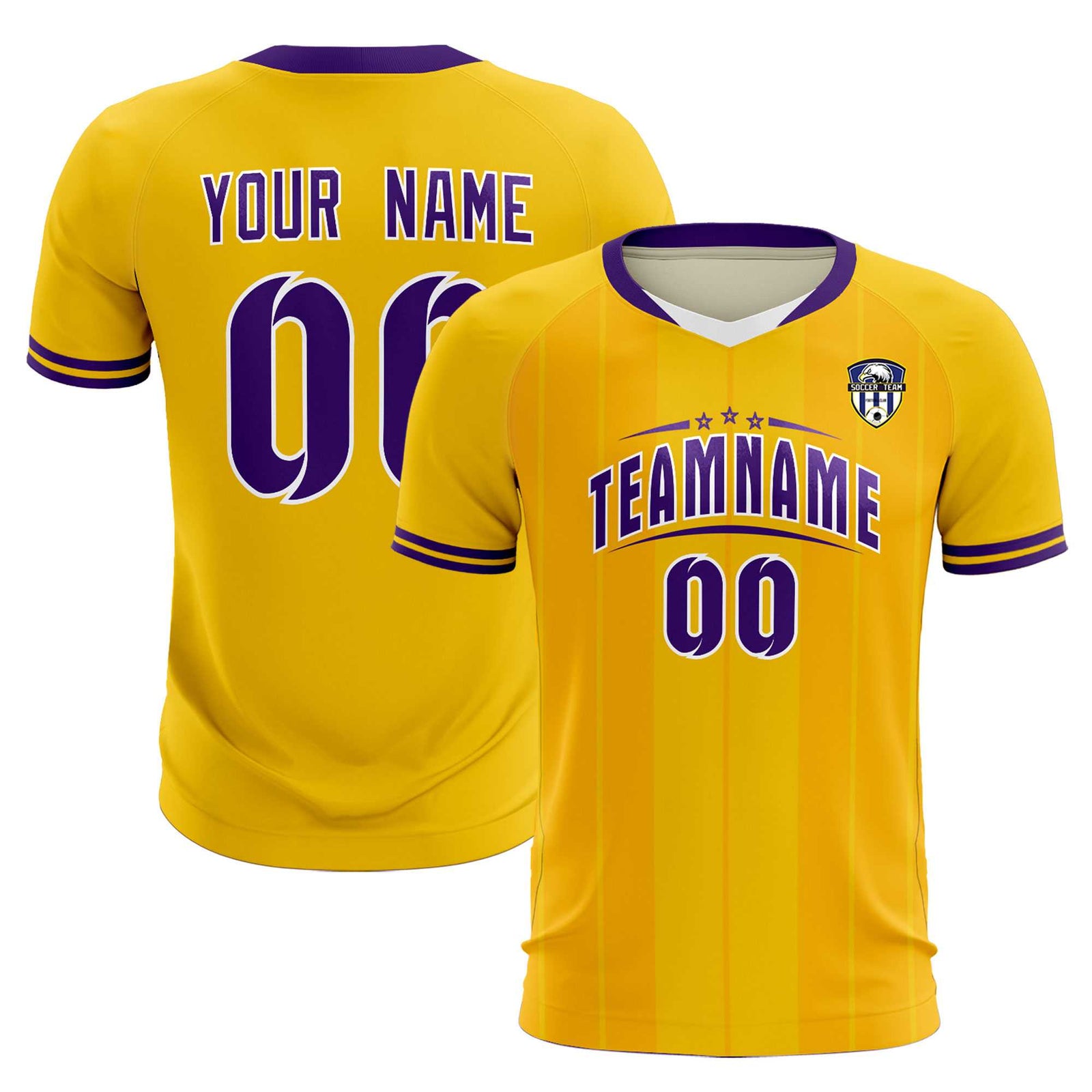 Custom Gold Classic Striped Personalized Soccer Tops/Sets Jersey