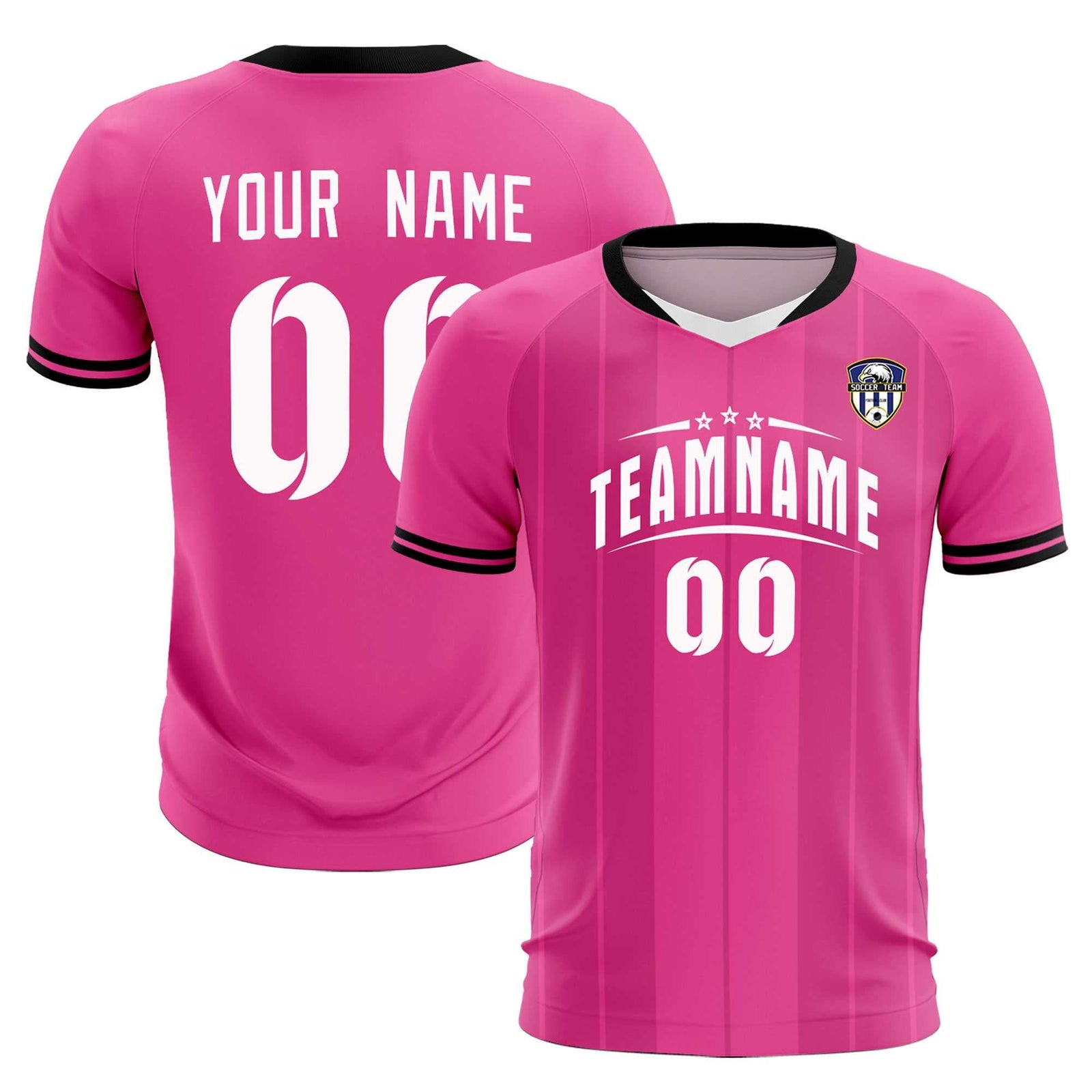 Custom Pink Classic Striped Personalized Soccer Tops/Sets Jersey