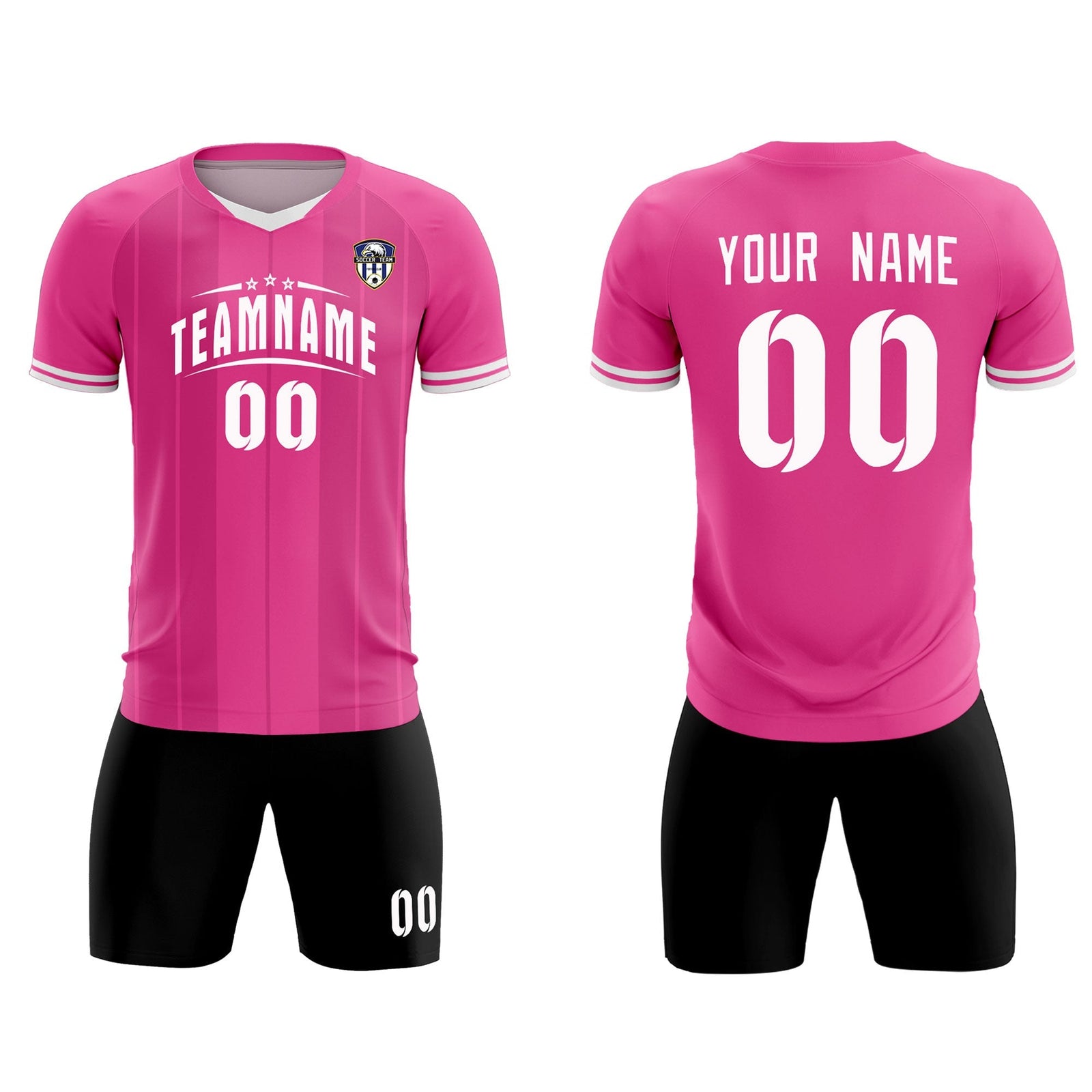 Custom Pink Classic Striped Personalized Soccer Tops/Sets Jersey