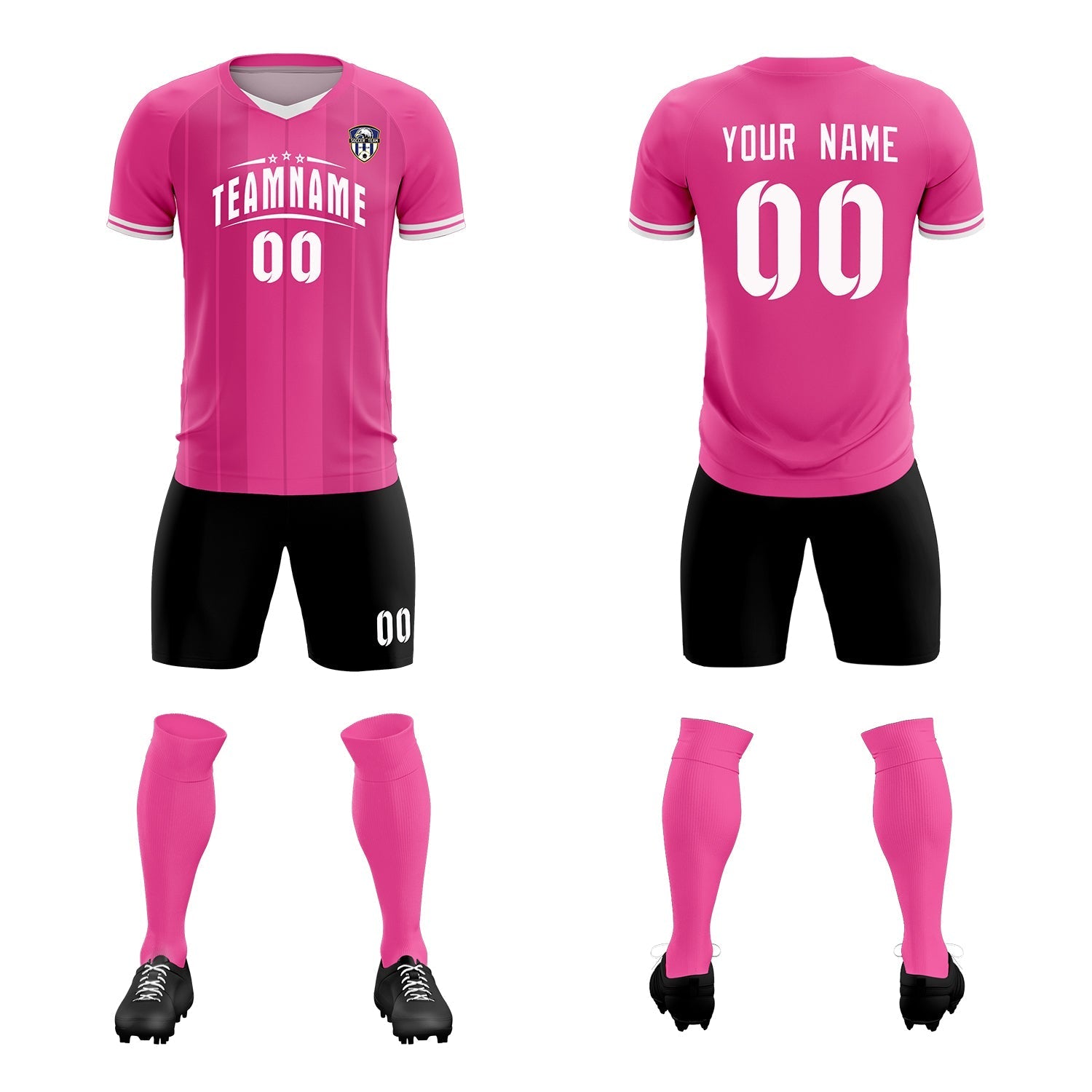 Custom Pink Classic Striped Personalized Soccer Tops/Sets Jersey