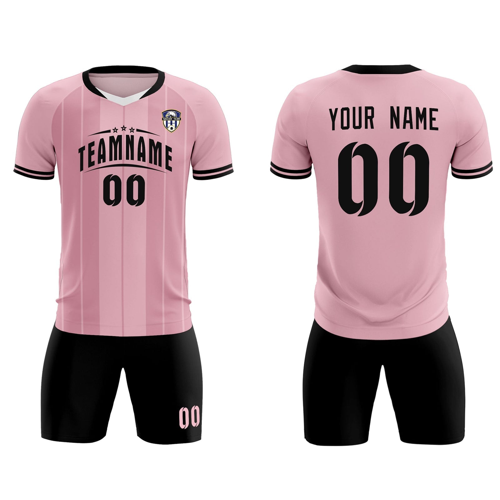 Custom Light Pink Classic Striped Personalized Soccer Tops/Sets Jersey