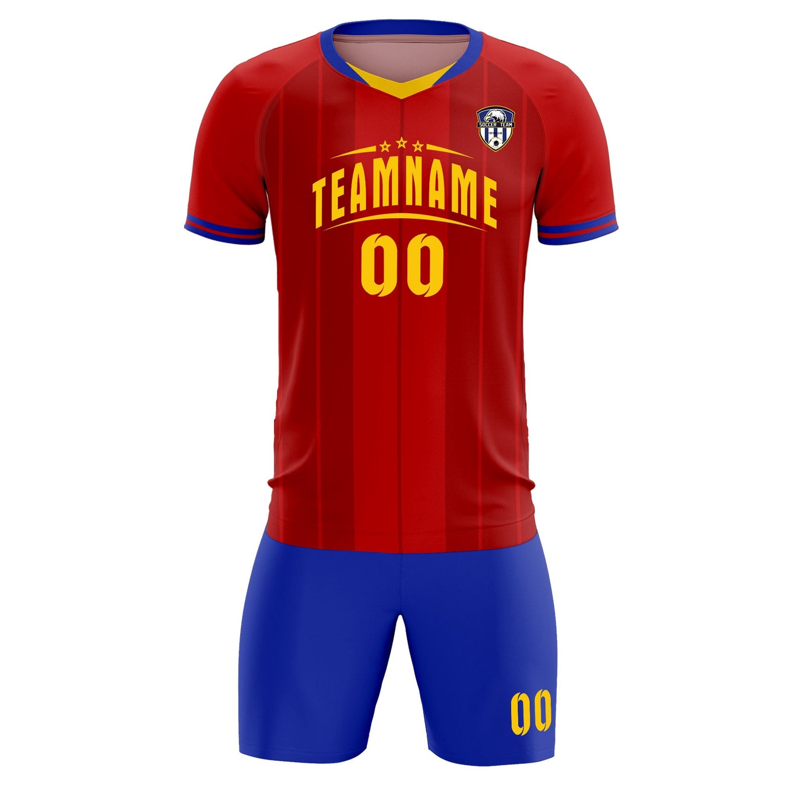 Custom Red Classic Striped Personalized Soccer Tops/Sets Jersey