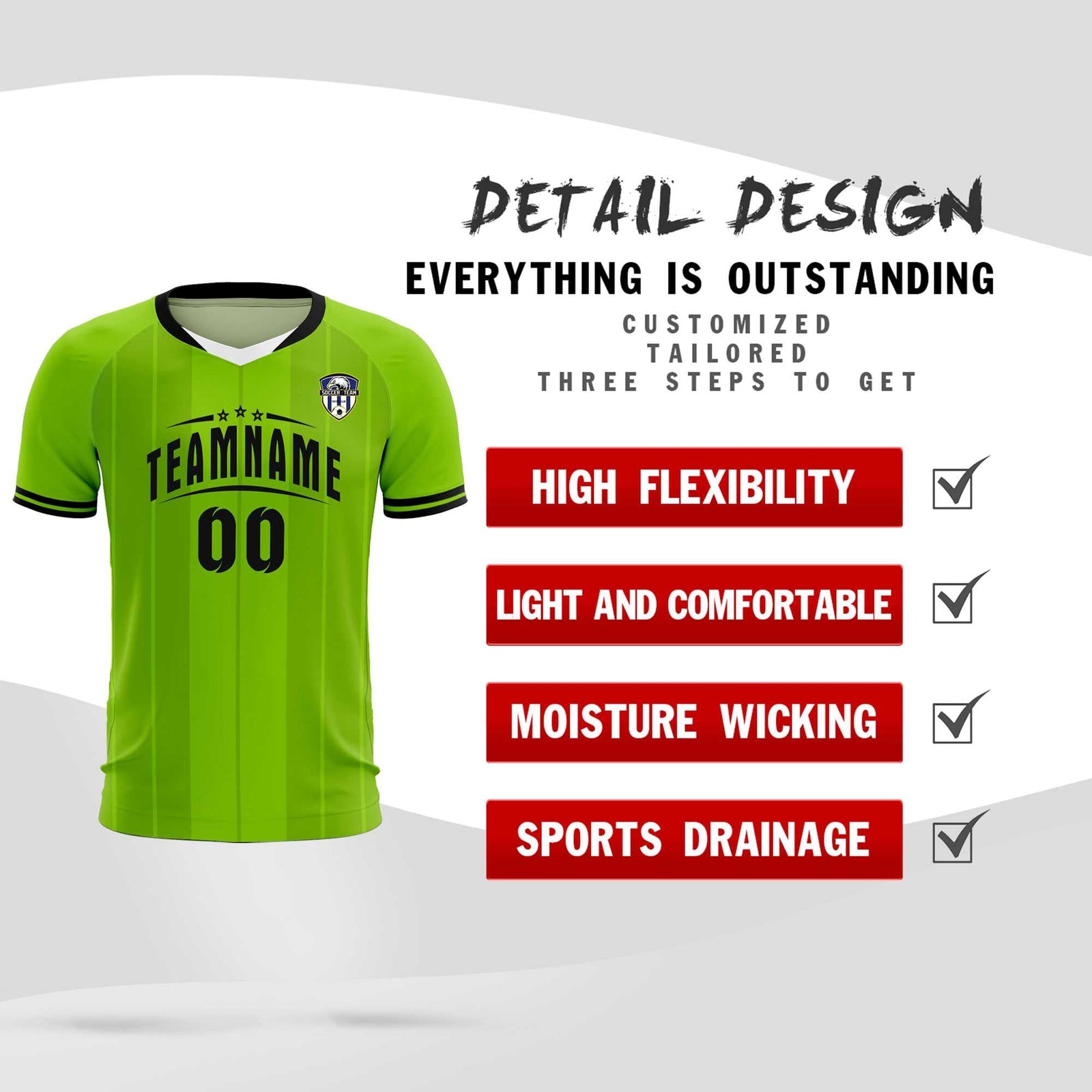 Custom Neon Green Classic Striped Personalized Soccer Tops/Sets Jersey