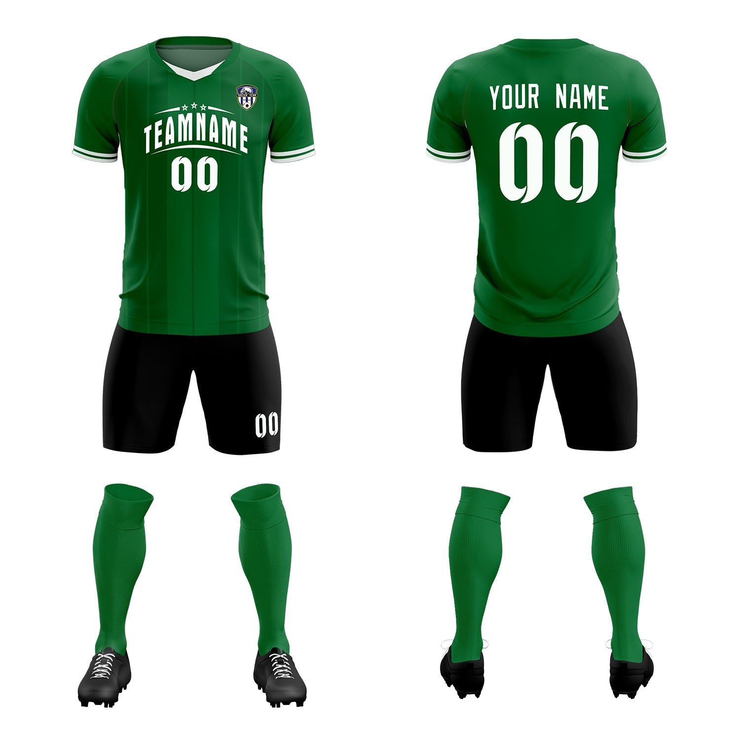 Custom Kelly Green Classic Striped Personalized Soccer Tops/Sets Jersey