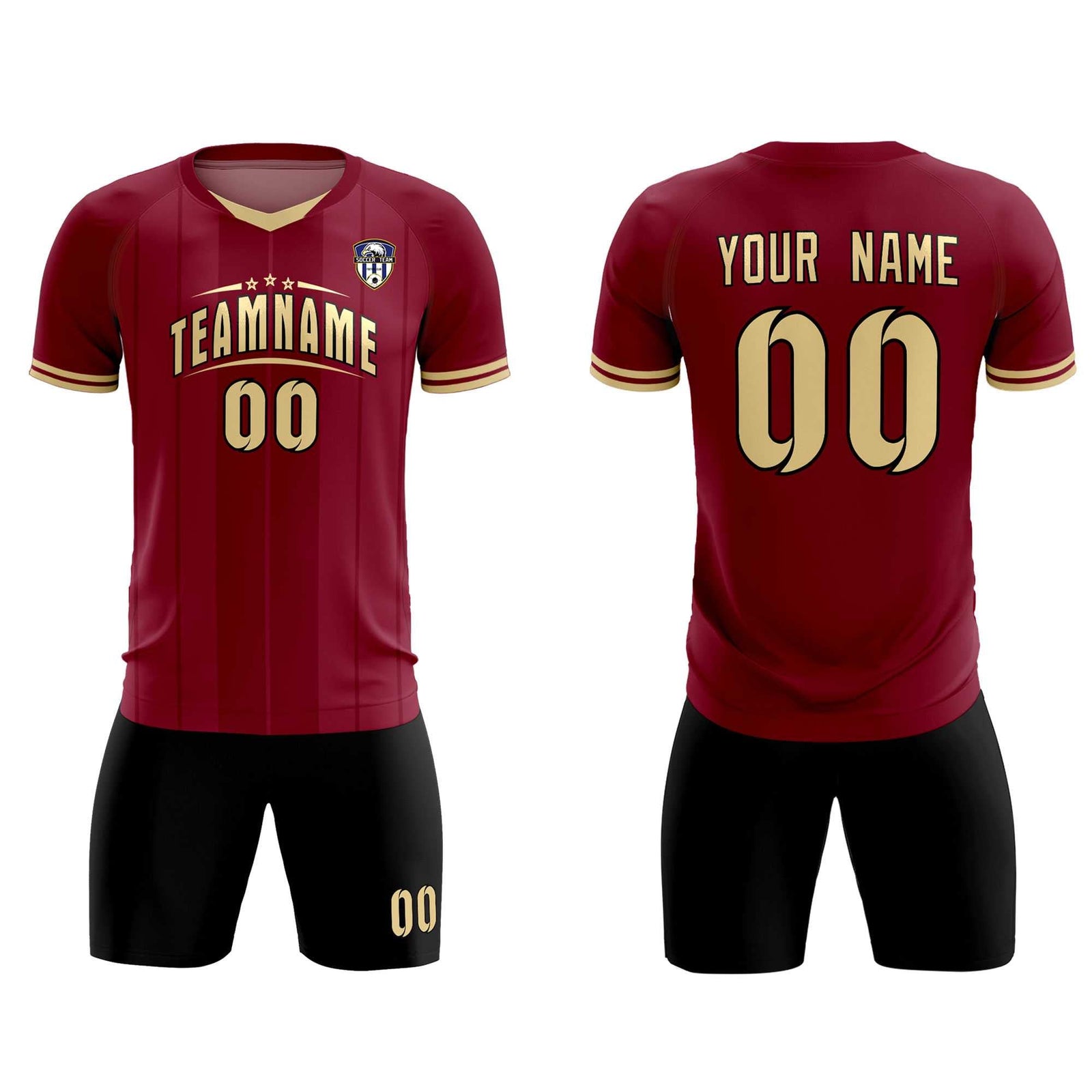 Custom Crimson Classic Striped Personalized Soccer Tops/Sets Jersey
