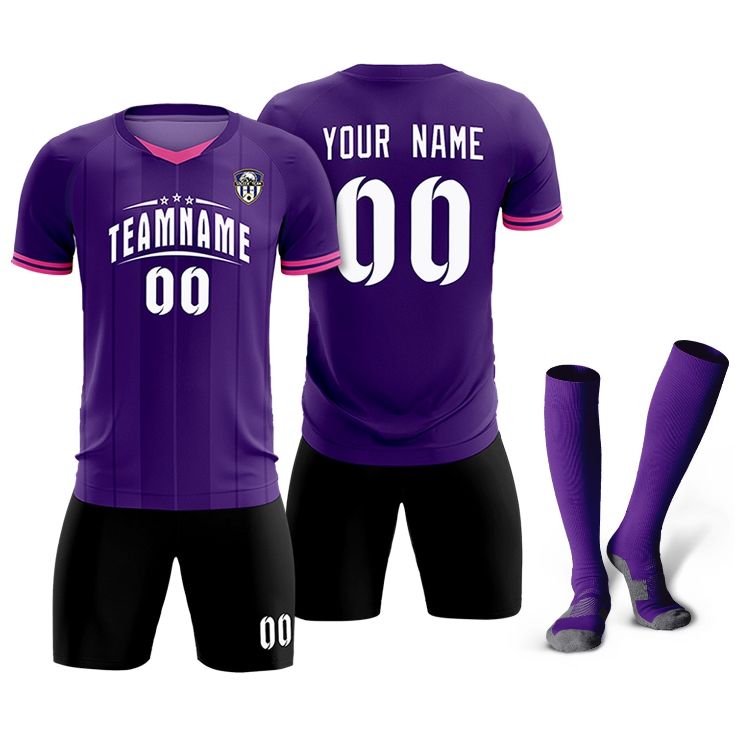 Custom Purple Classic Striped Personalized Soccer Tops/Sets Jersey