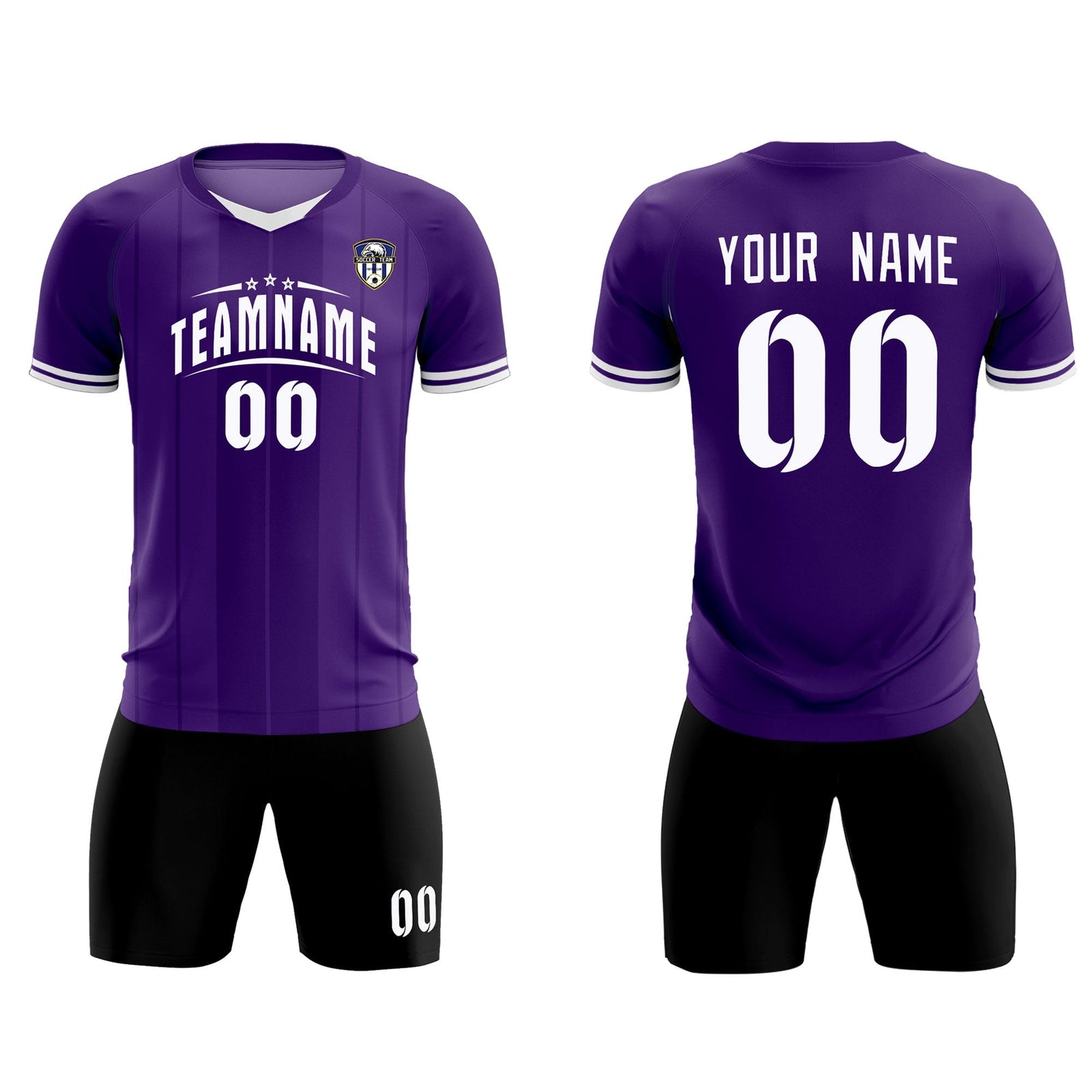 Custom Purple Classic Striped Personalized Soccer Tops/Sets Jersey