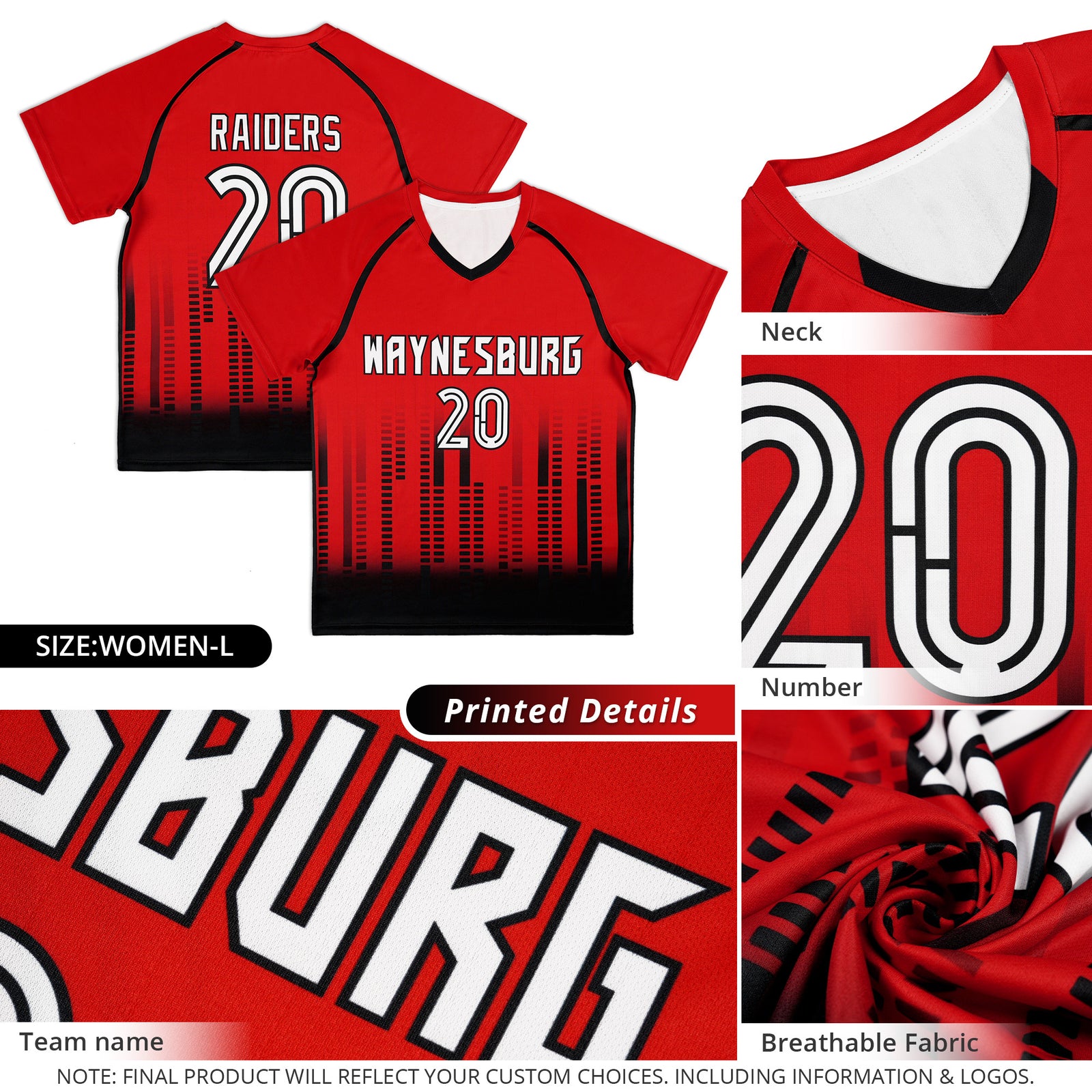 Custom Red Black Printing Outdoor Tracksuit Soccer Sets Jersey