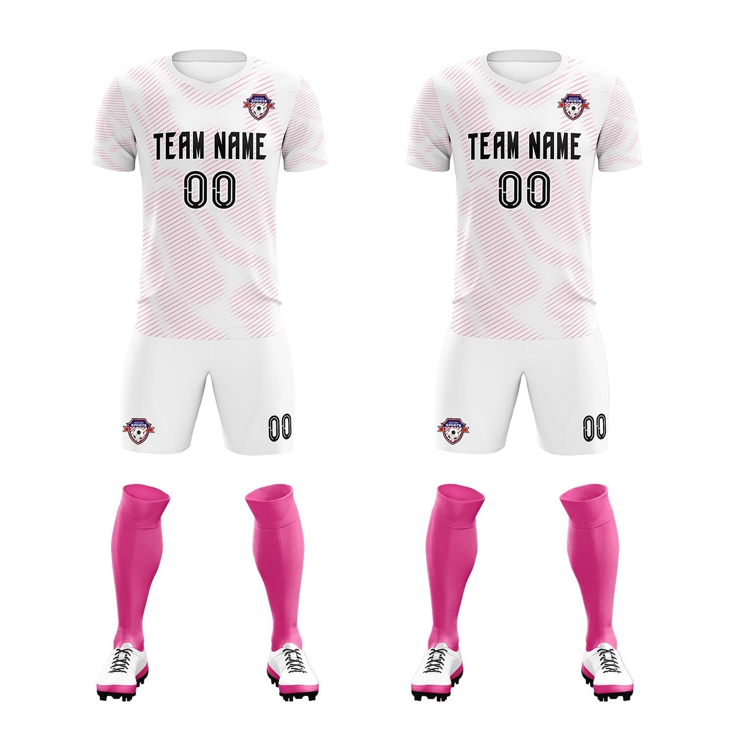 Custom White Pink Training Uniform For Men Soccer Sets Jersey