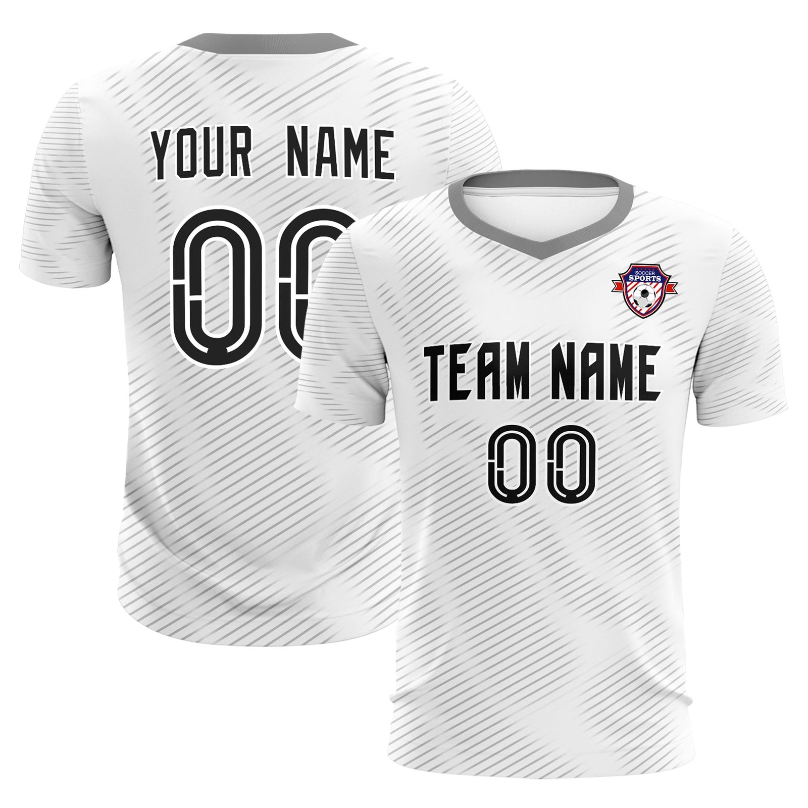 Custom White Gray Training Uniform For Men Soccer Sets Jersey