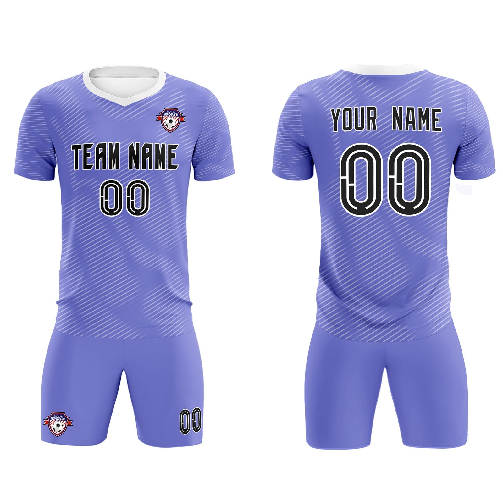 Custom Light Purple White Training Uniform For Men Soccer Sets Jersey