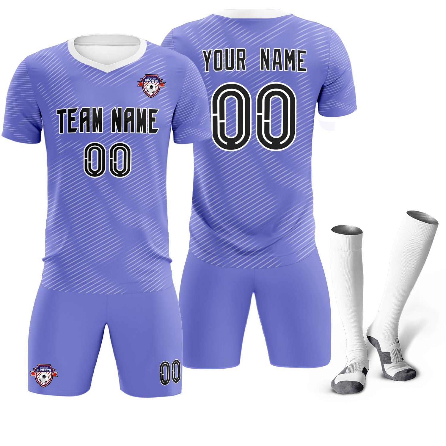Custom Light Purple White Training Uniform For Men Soccer Sets Jersey