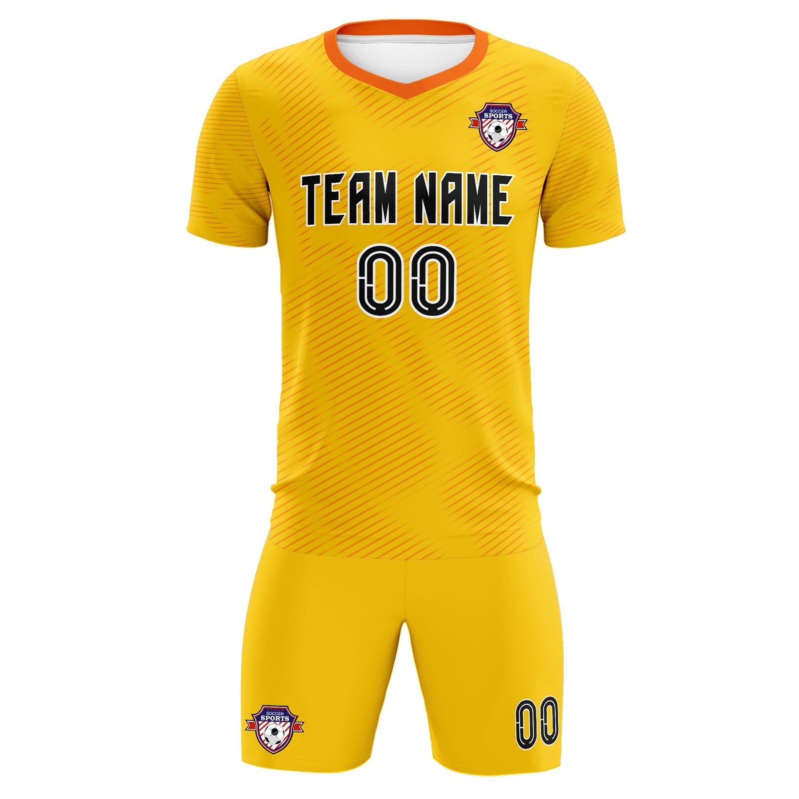 Custom Yellow Orange Training Uniform For Men Soccer Sets Jersey