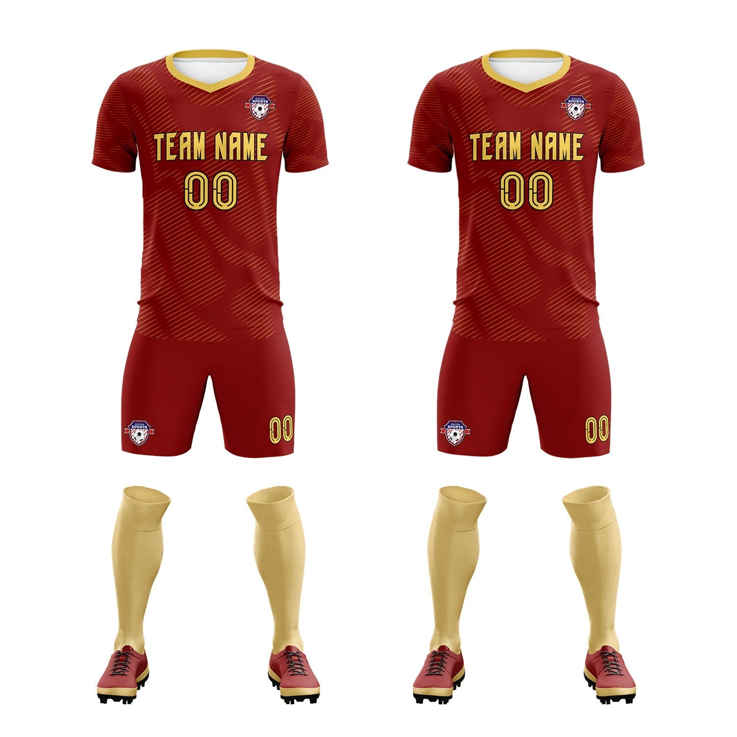 Custom Crimson Khaki Training Uniform For Men Soccer Sets Jersey