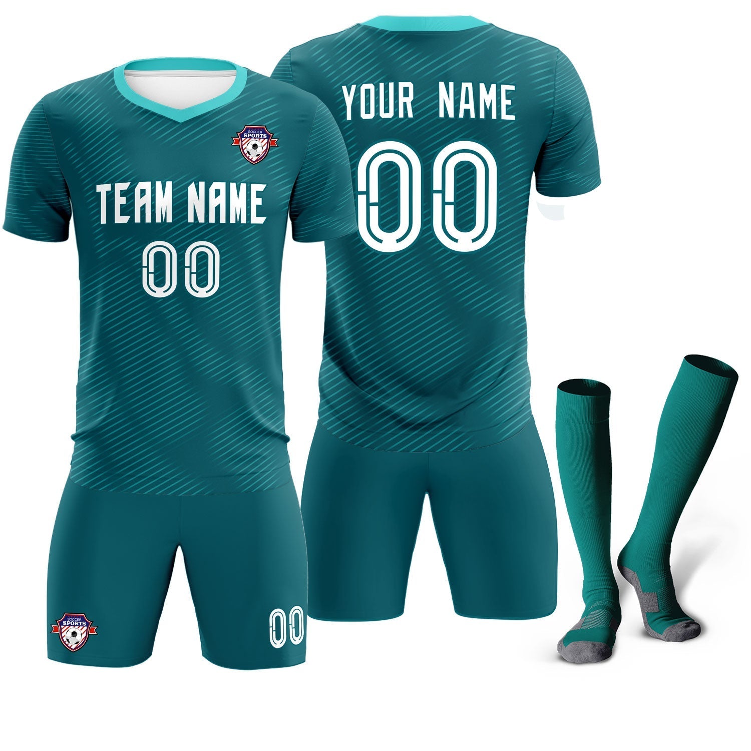 Custom Aqua Aqua Training Uniform For Men Soccer Sets Jersey