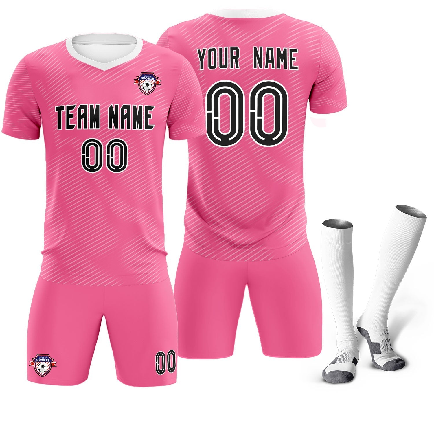 Custom Pink White Training Uniform For Men Soccer Sets Jersey