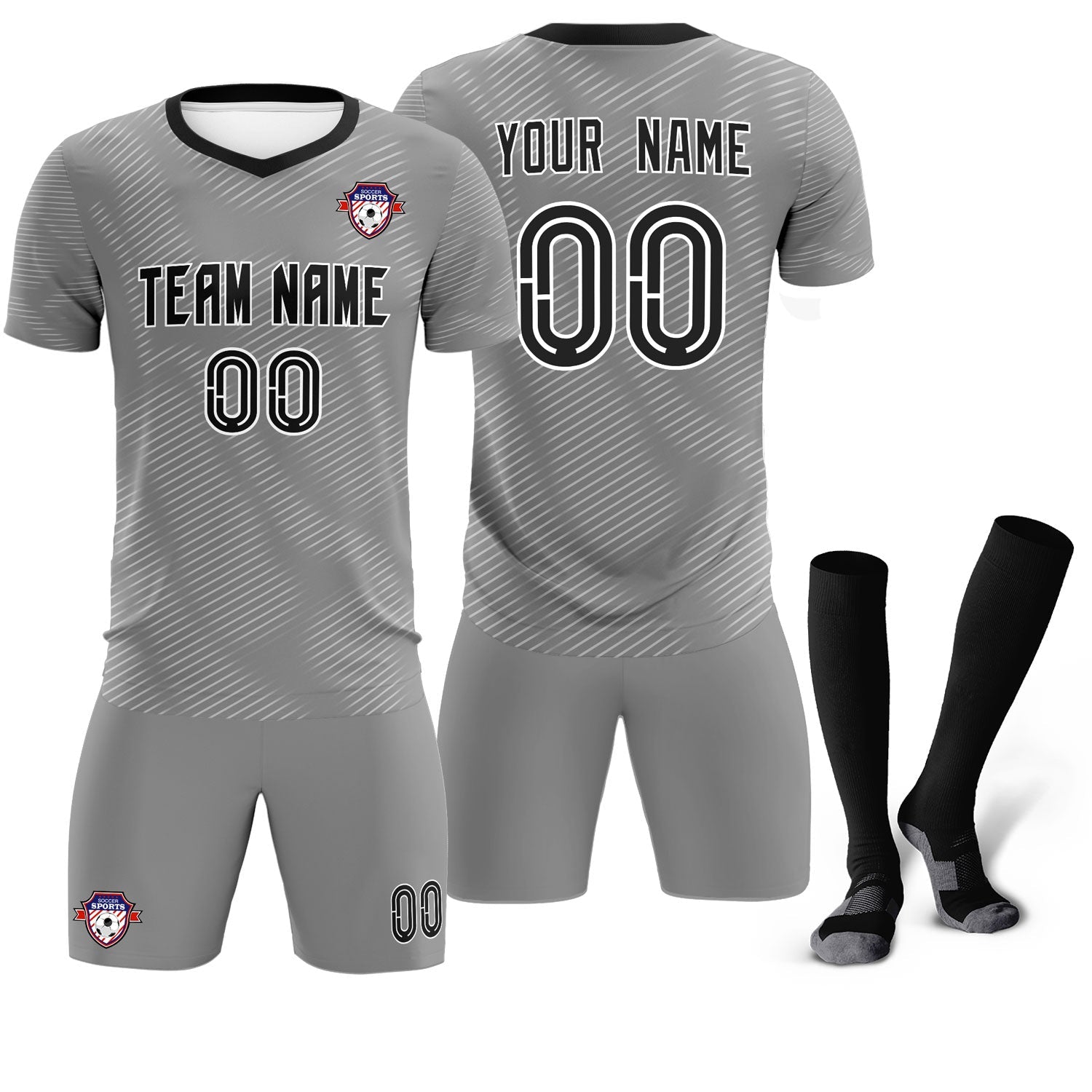 Custom Dark Gray White Training Uniform For Men Soccer Sets Jersey
