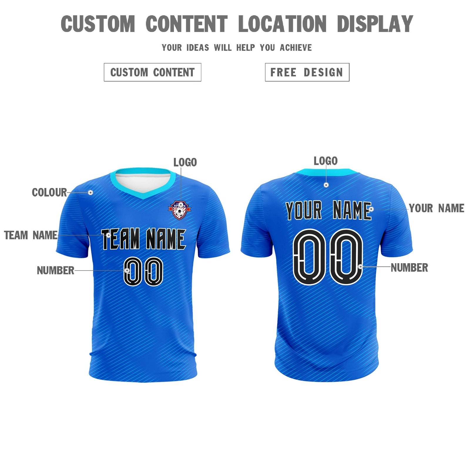 Custom Royal Powder Blue Training Uniform For Men Soccer Sets Jersey