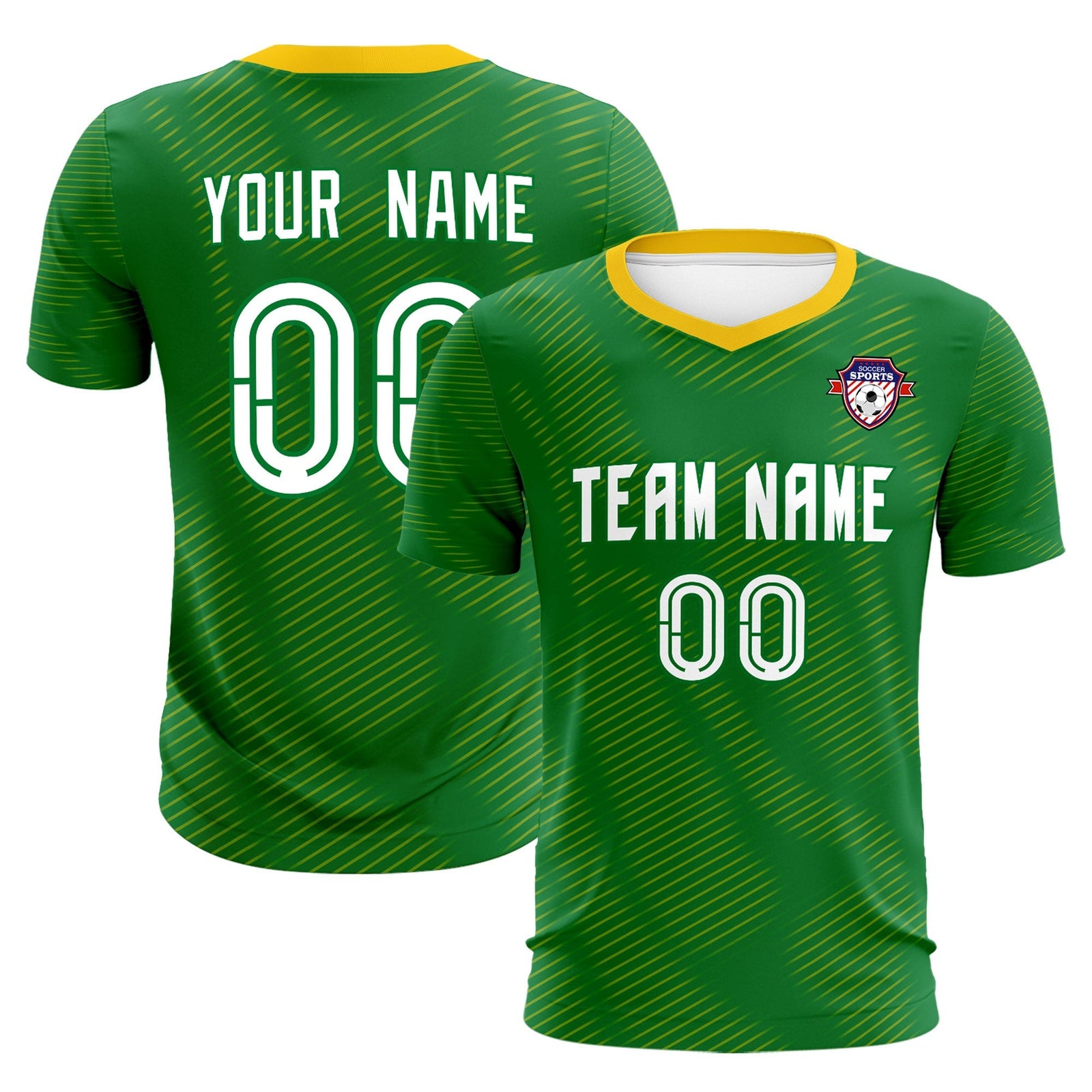 Custom Kelly Green Yellow Training Uniform For Men Soccer Sets Jersey