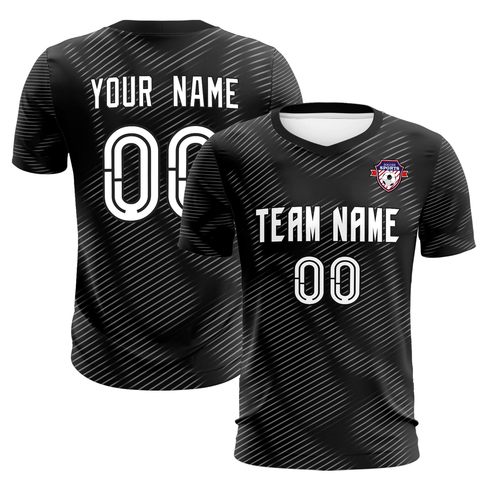 Custom Black White Training Uniform For Men Soccer Sets Jersey