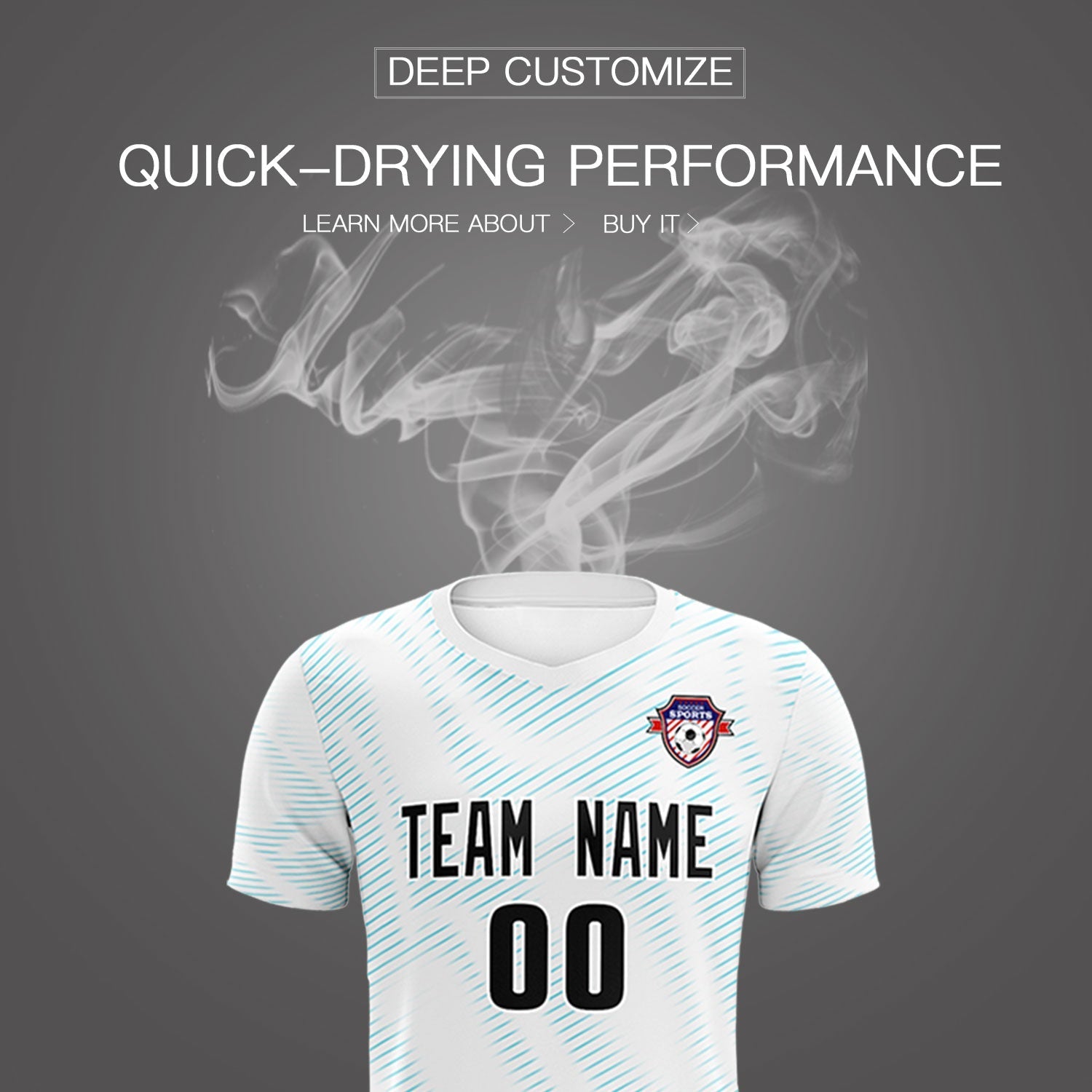 Custom White Sky Blue Training Uniform For Men Soccer Sets Jersey