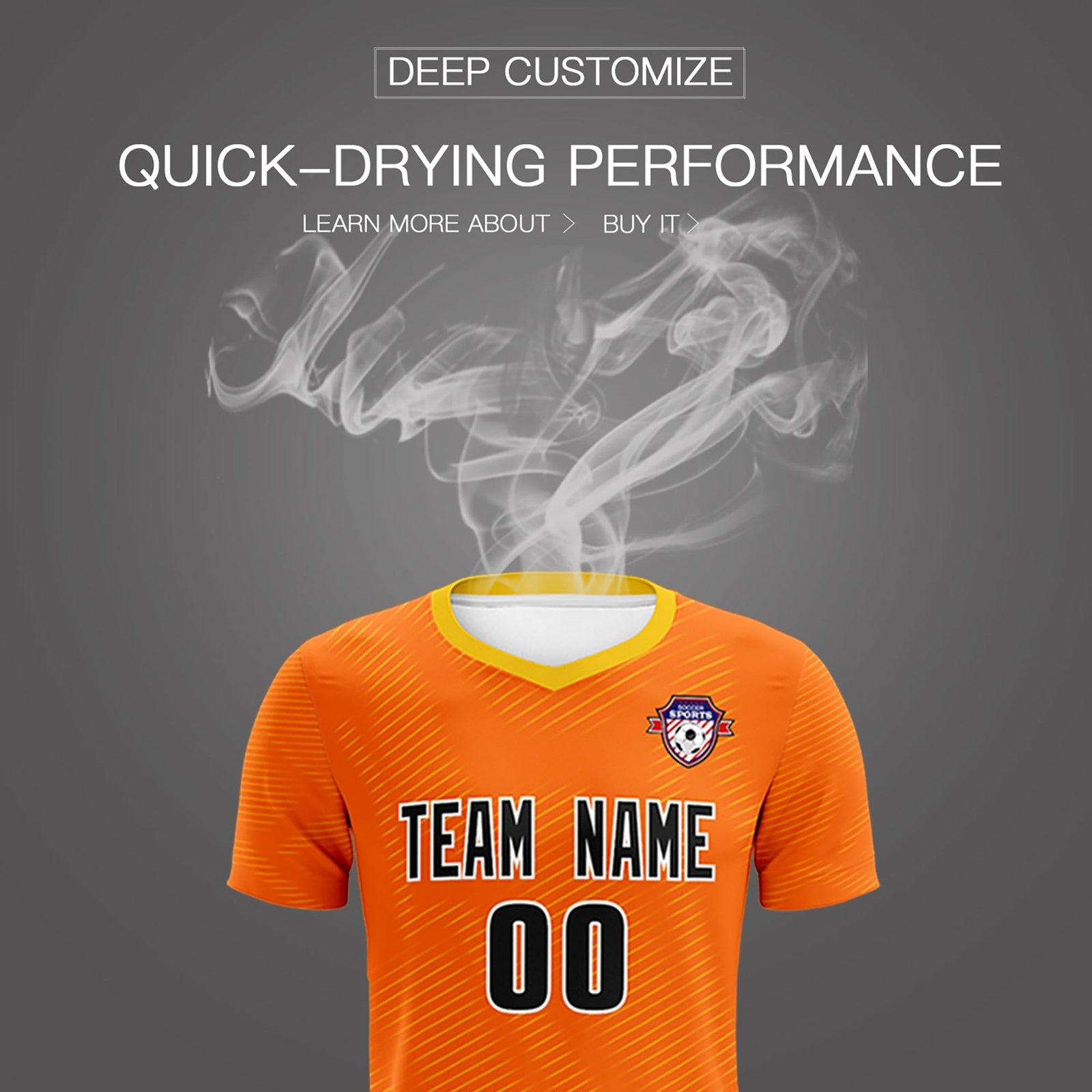 Custom Orange Gold Training Uniform For Men Soccer Sets Jersey