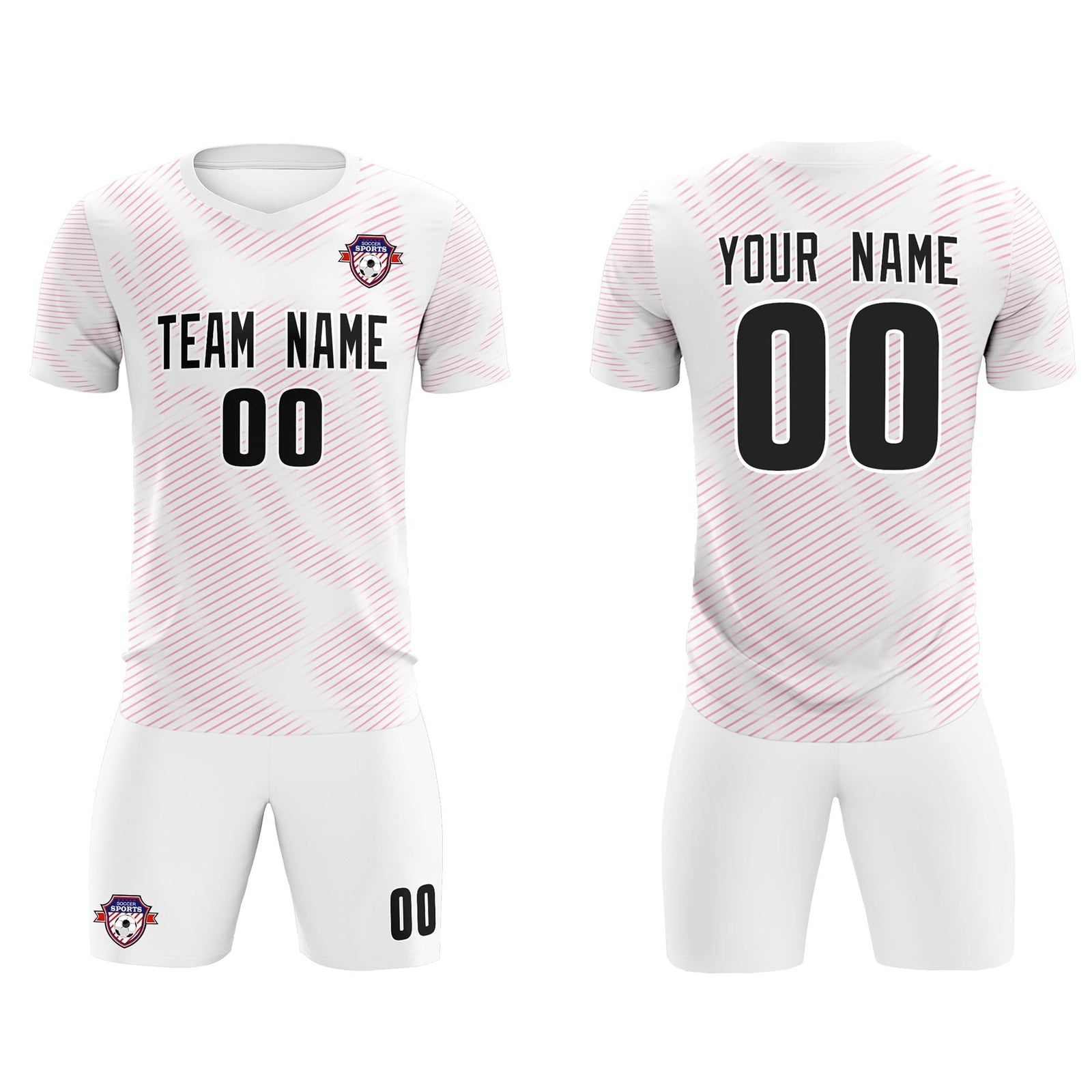 Custom White Pink Training Uniform For Men Soccer Sets Jersey