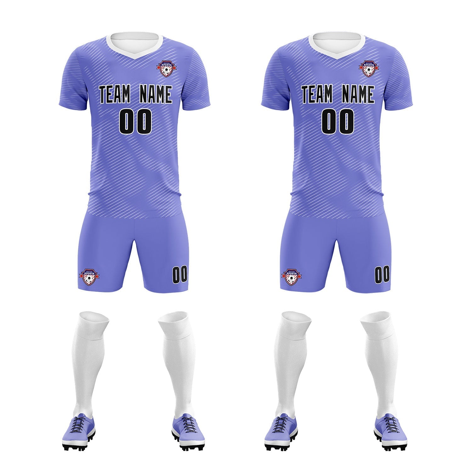 Custom Light Purple White Training Uniform For Men Soccer Sets Jersey