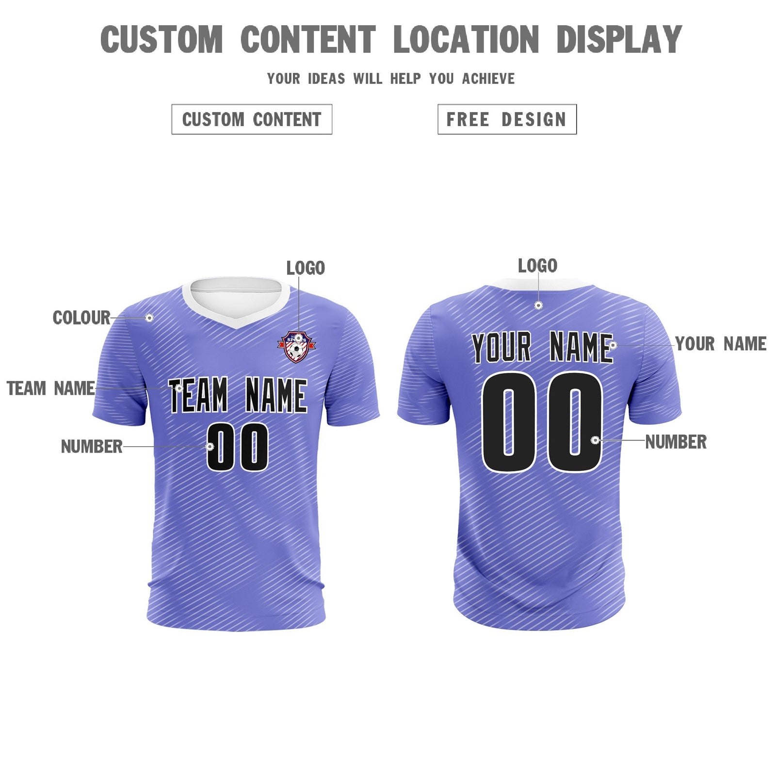 Custom Light Purple White Training Uniform For Men Soccer Sets Jersey