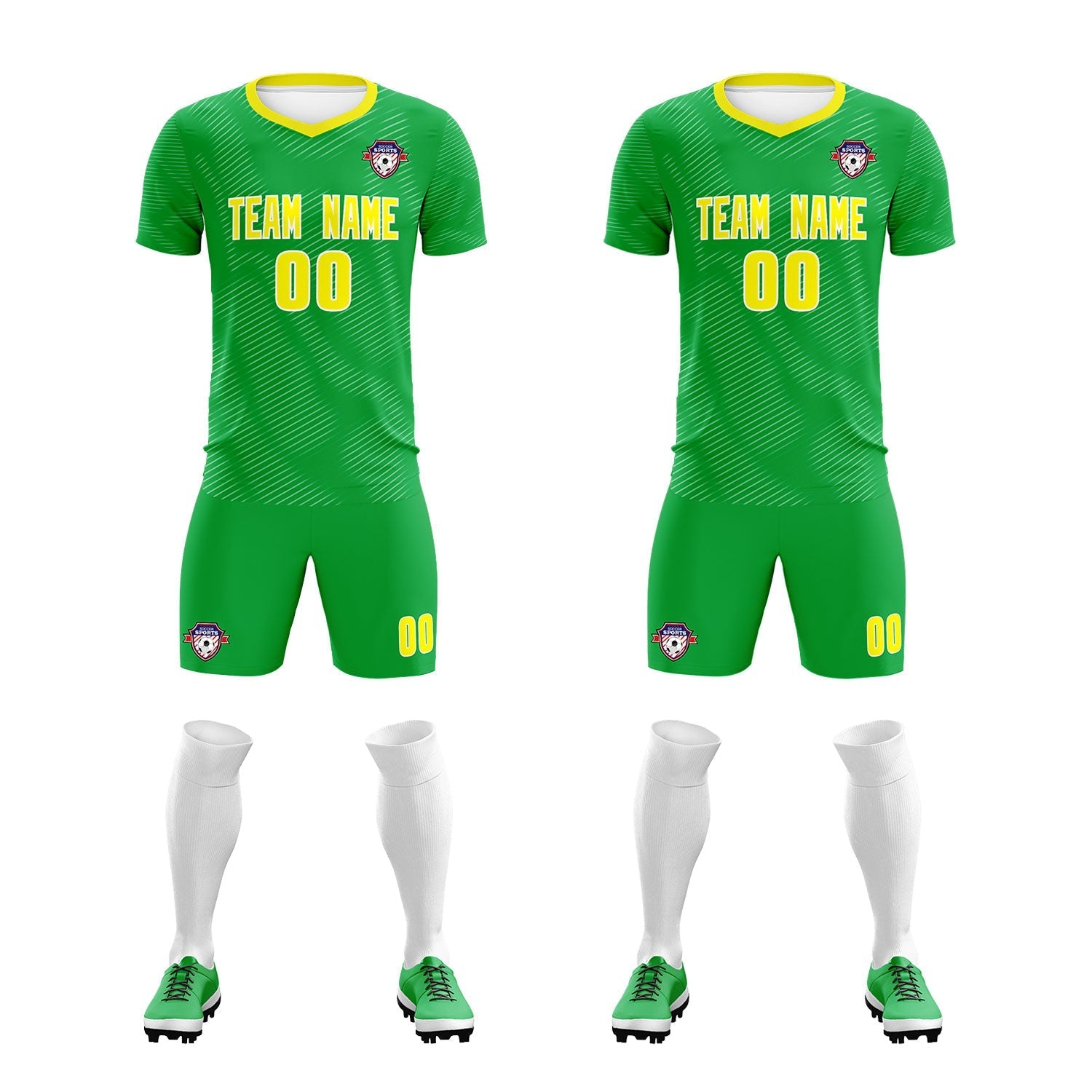 Custom Kelly Green Gold Training Uniform For Men Soccer Sets Jersey