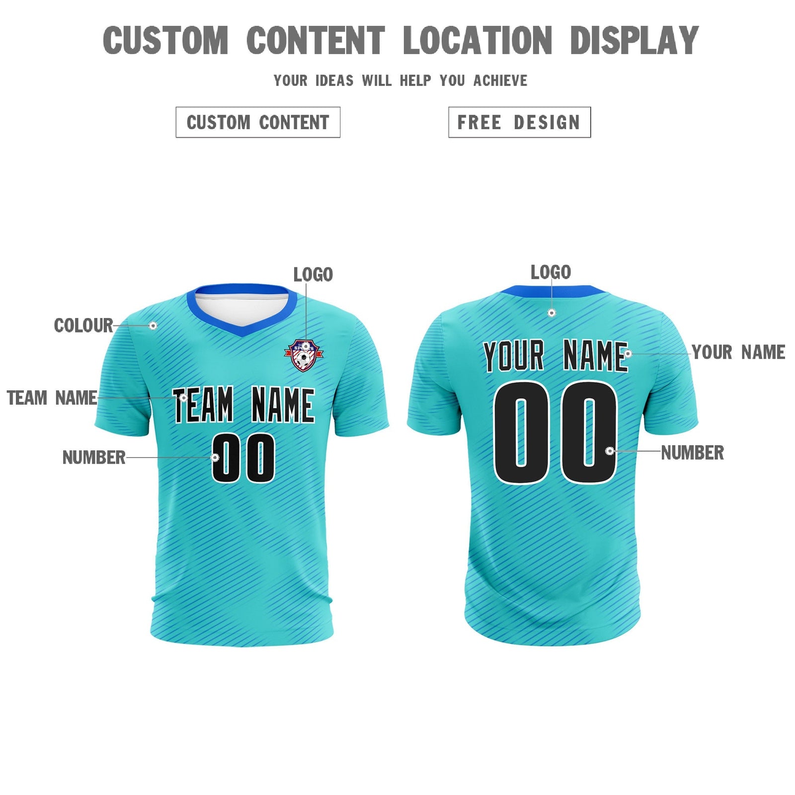 Custom Sky Blue Powder Blue Training Uniform For Men Soccer Sets Jersey