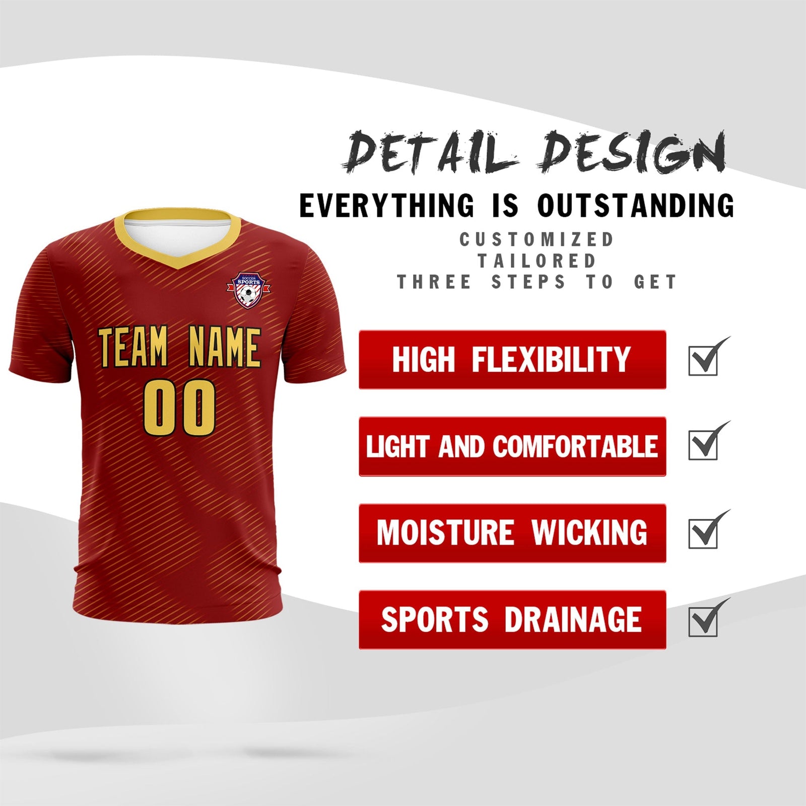 Custom Crimson Khaki Training Uniform For Men Soccer Sets Jersey