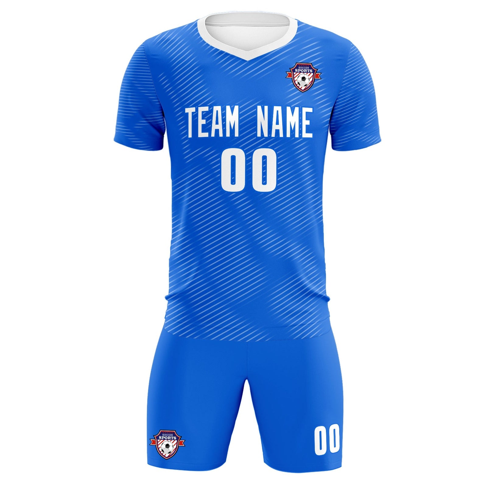 Custom Royal White Training Uniform For Men Soccer Sets Jersey