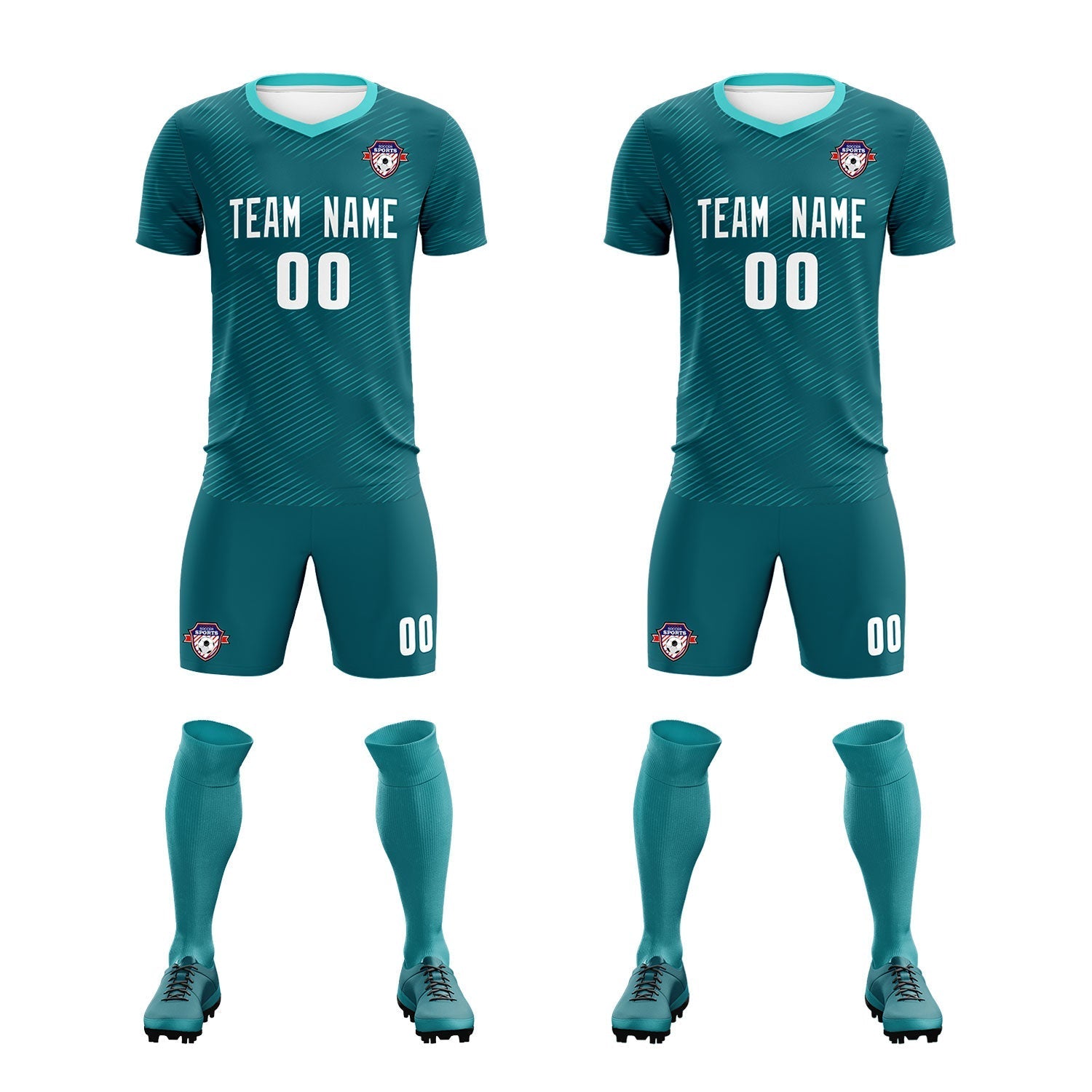 Custom Aqua Aqua Training Uniform For Men Soccer Sets Jersey