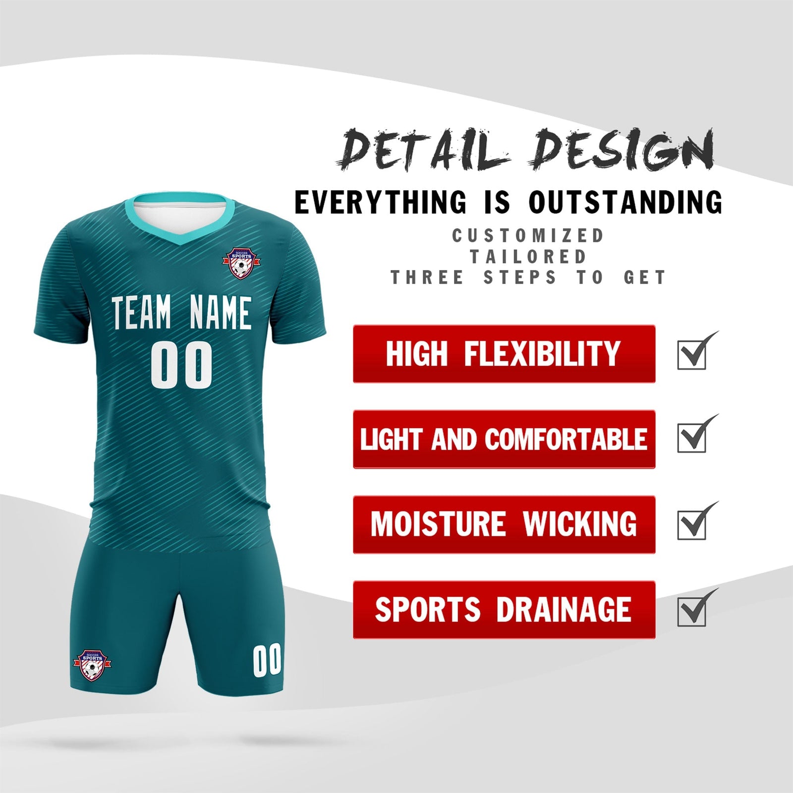 Custom Aqua Aqua Training Uniform For Men Soccer Sets Jersey